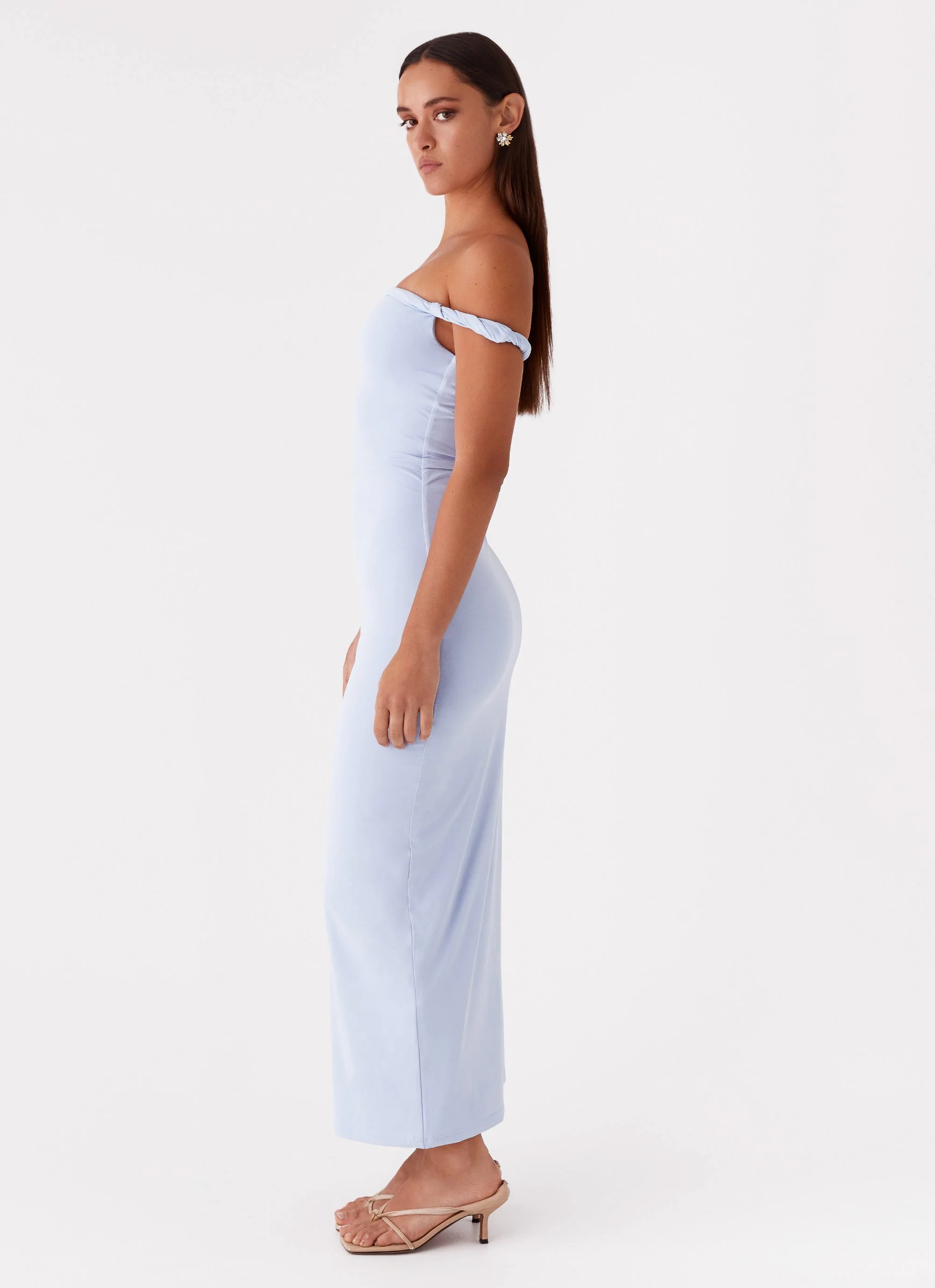 Arabella Twist Shoulder Maxi Dress - Blue - Image 3