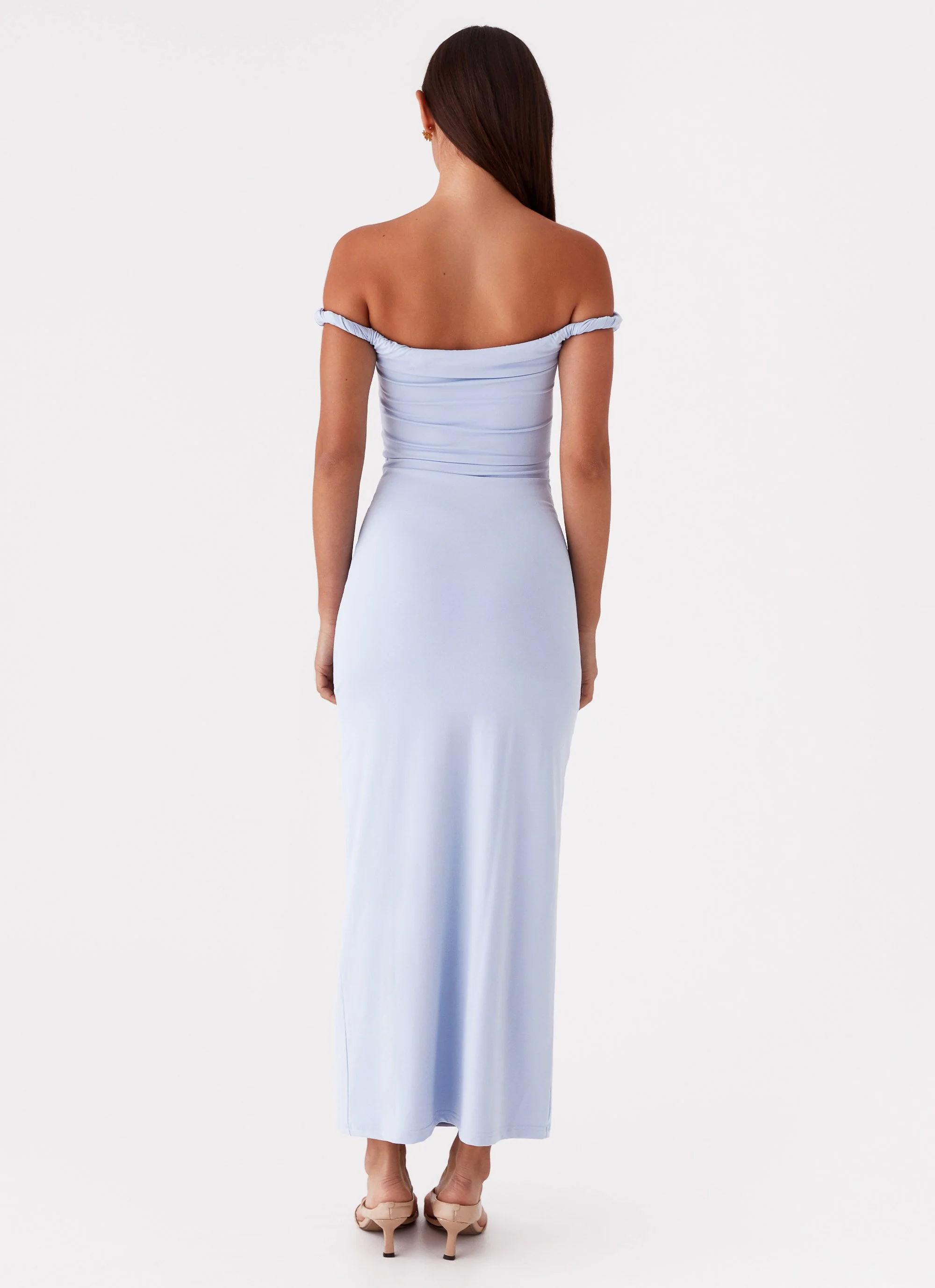 Arabella Twist Shoulder Maxi Dress - Blue - Image 4
