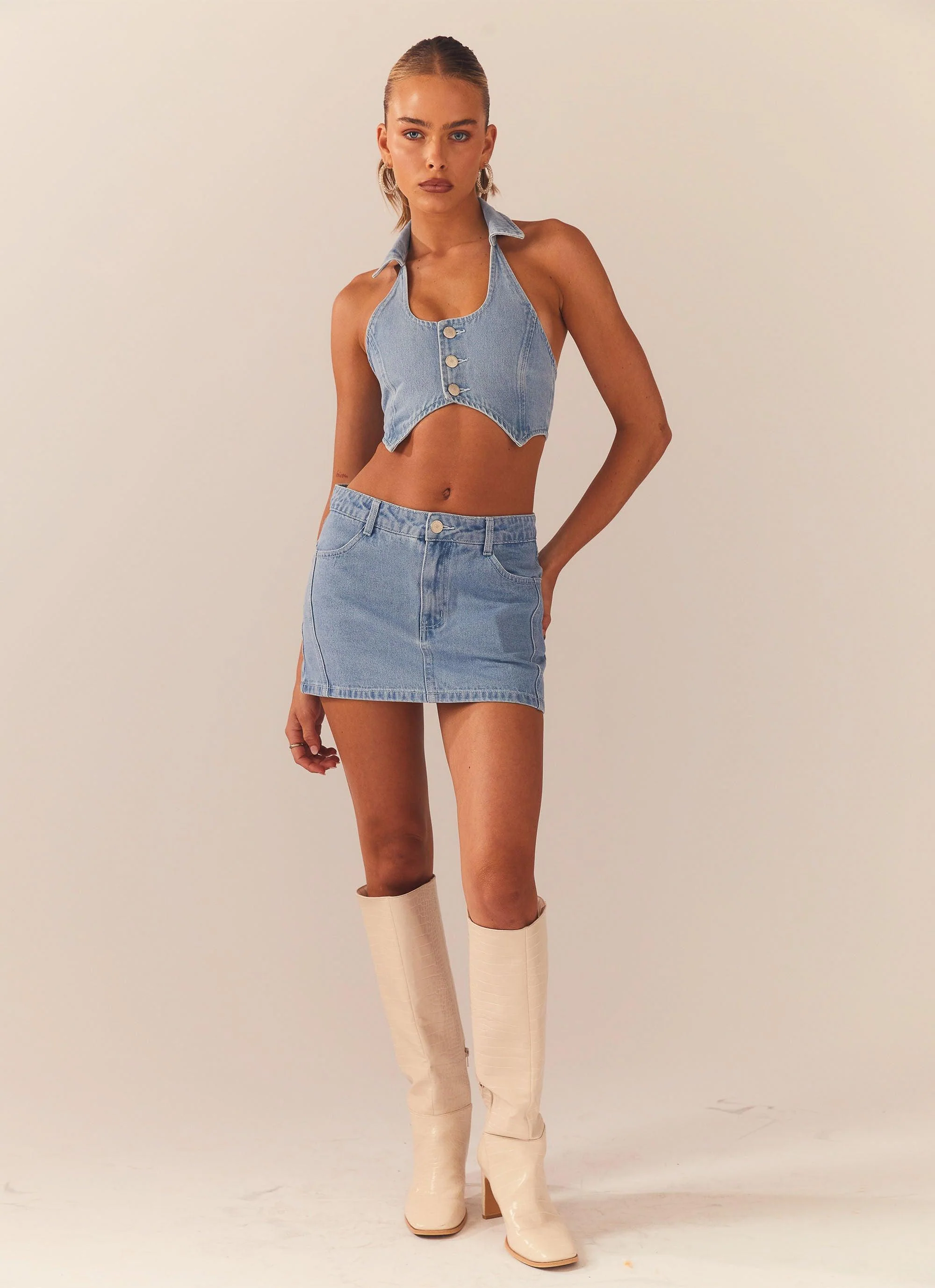 Backstage Pass Denim Vest top - Subdued Blue - Image 4