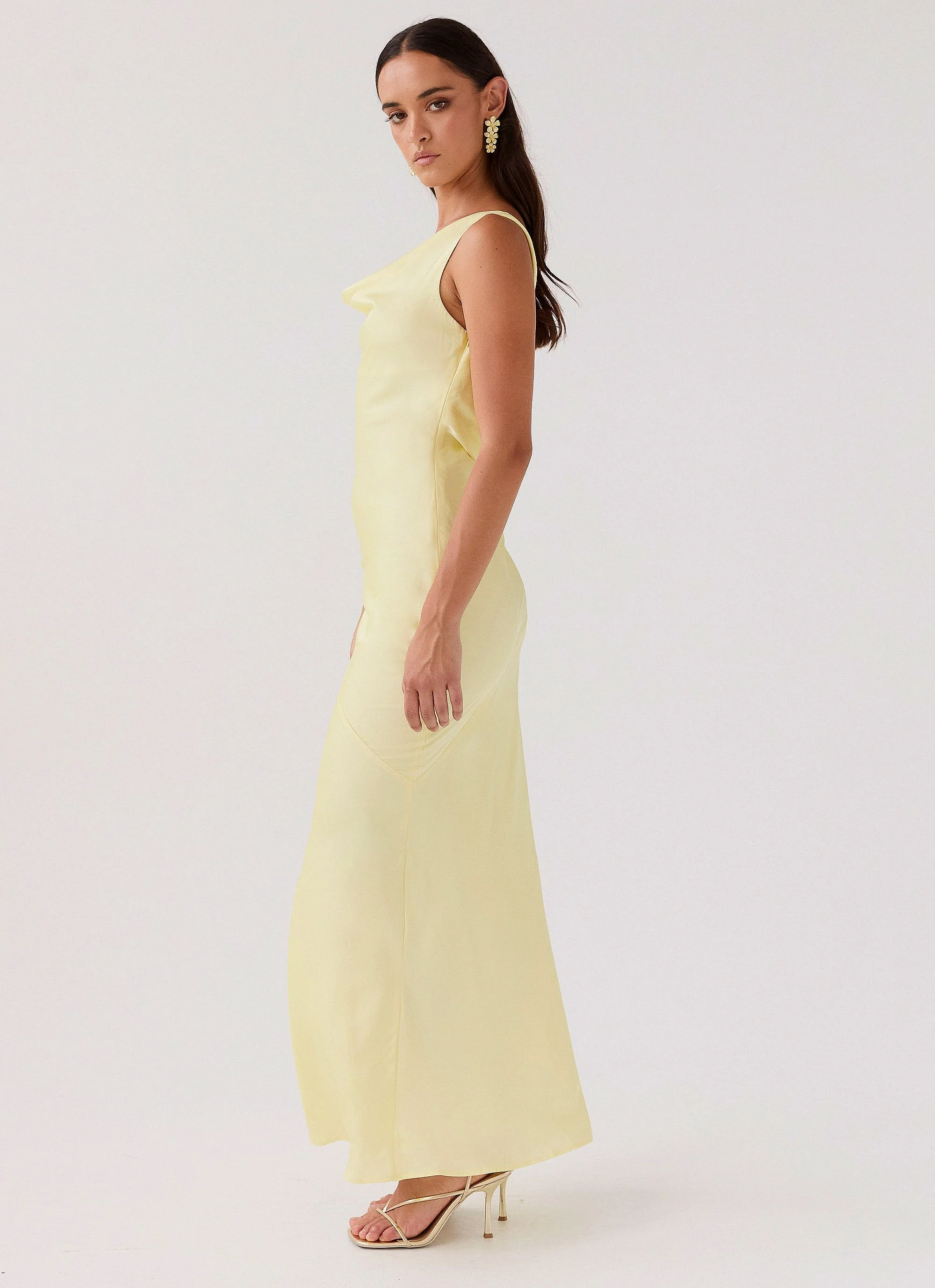 Be Mine Satin Maxi Dress - Canary - Image 4