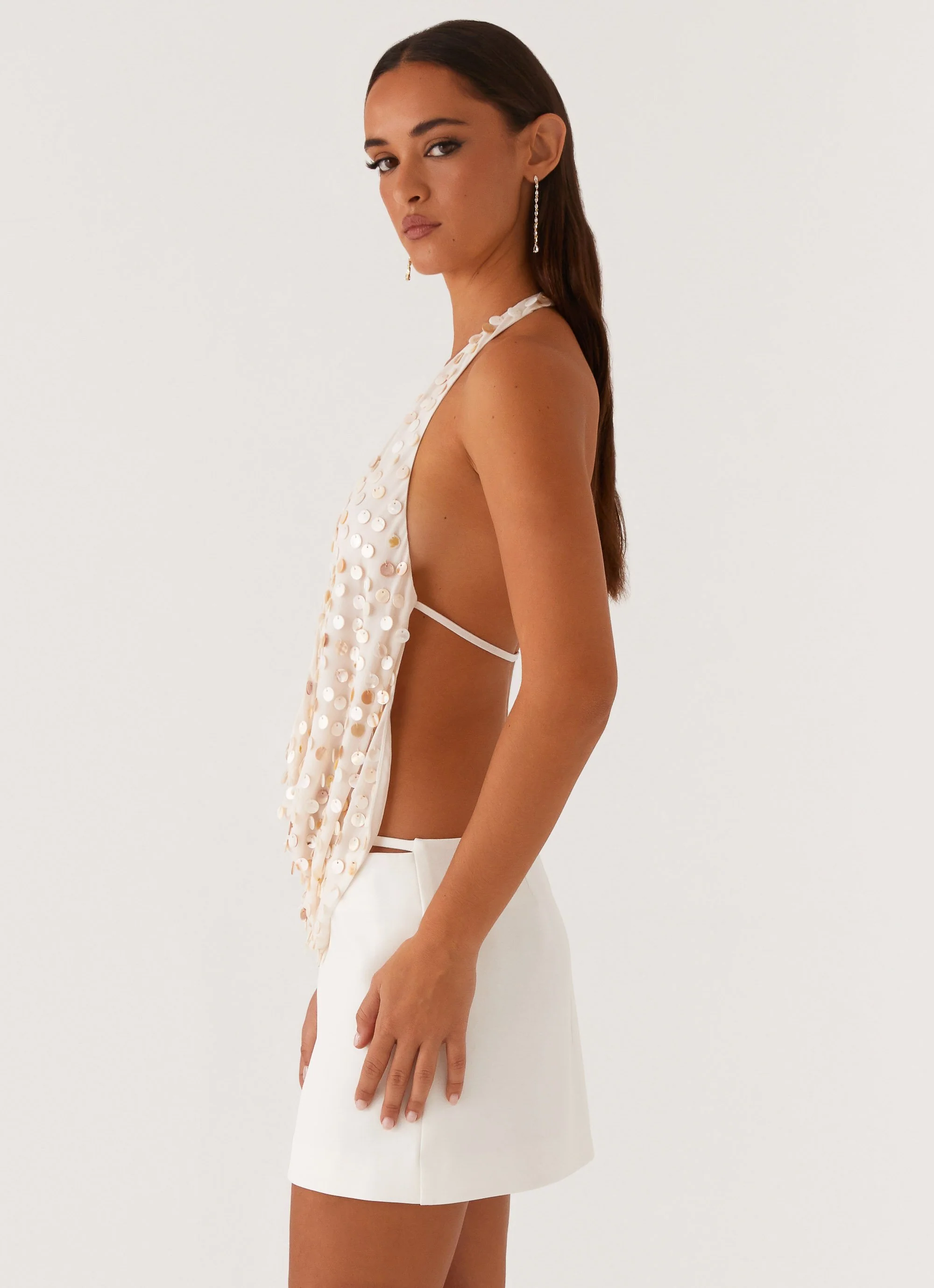 Brixton Pearl Cowl Neck Halter Top - Pearl - Image 4