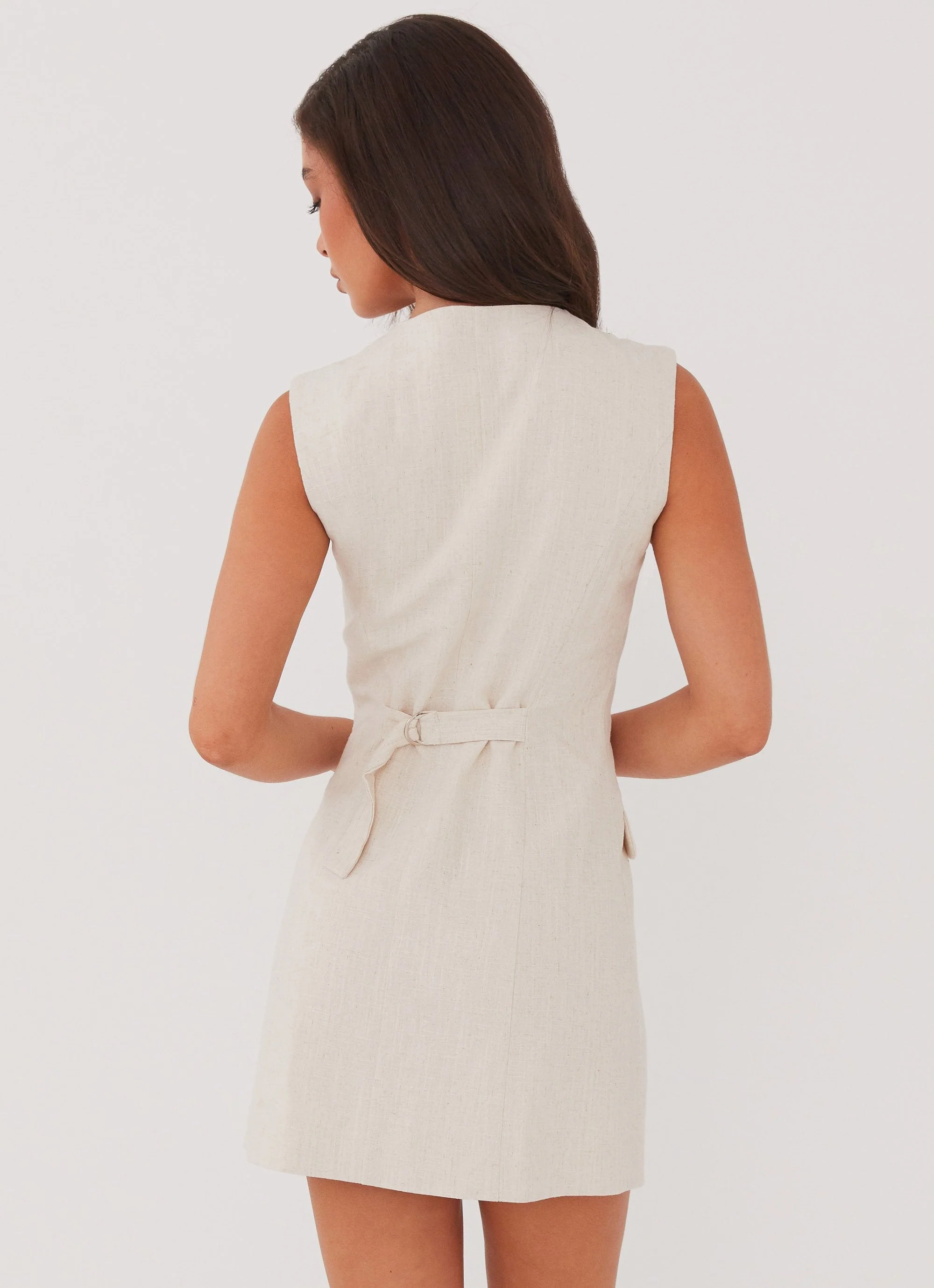 Castello Fiore Linen Mini Dress - Oatmeal - Image 4