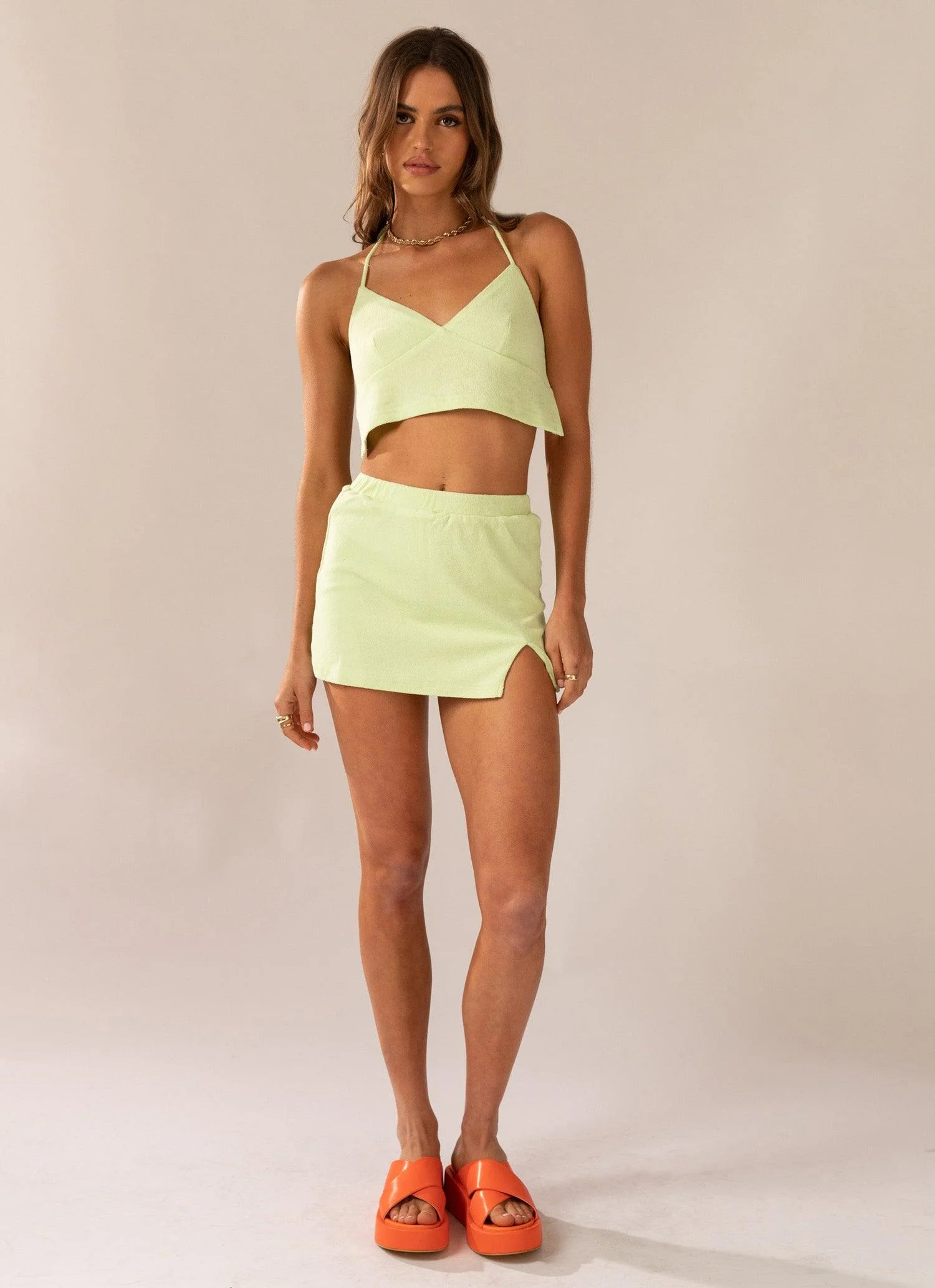 Changing Seasons Terry Mini Skirt - Lime Green - Image 3