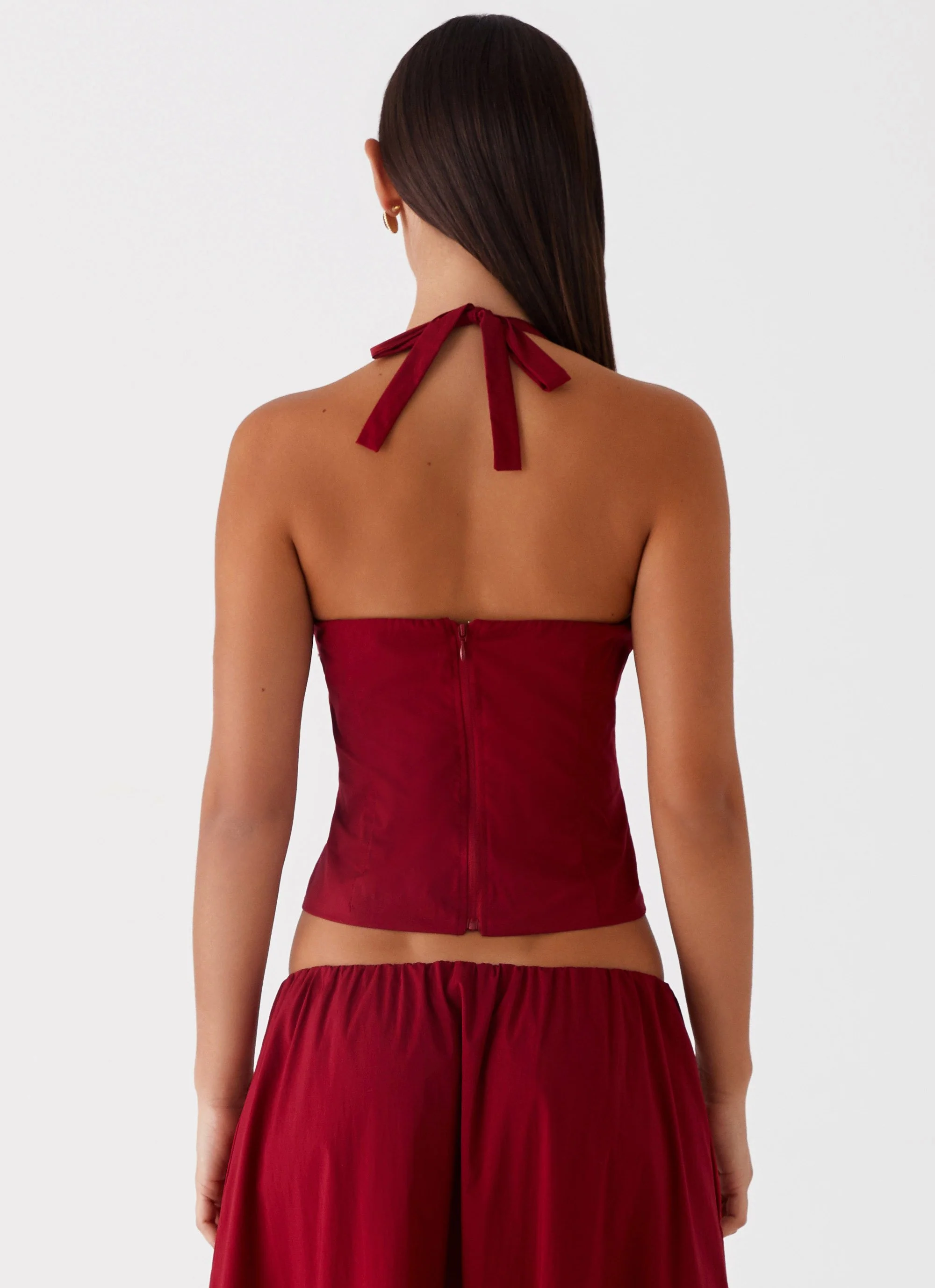 Cheryl Bustier Halter Top - Cherry Red - Image 4