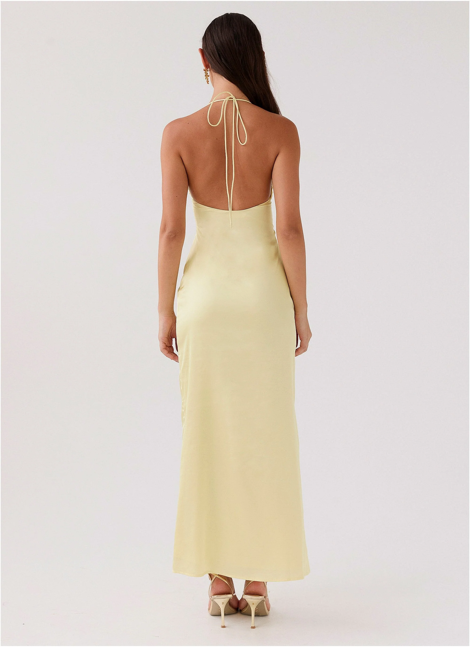 Dream Sight Lace Satin Maxi Dress - Lemon - Image 4