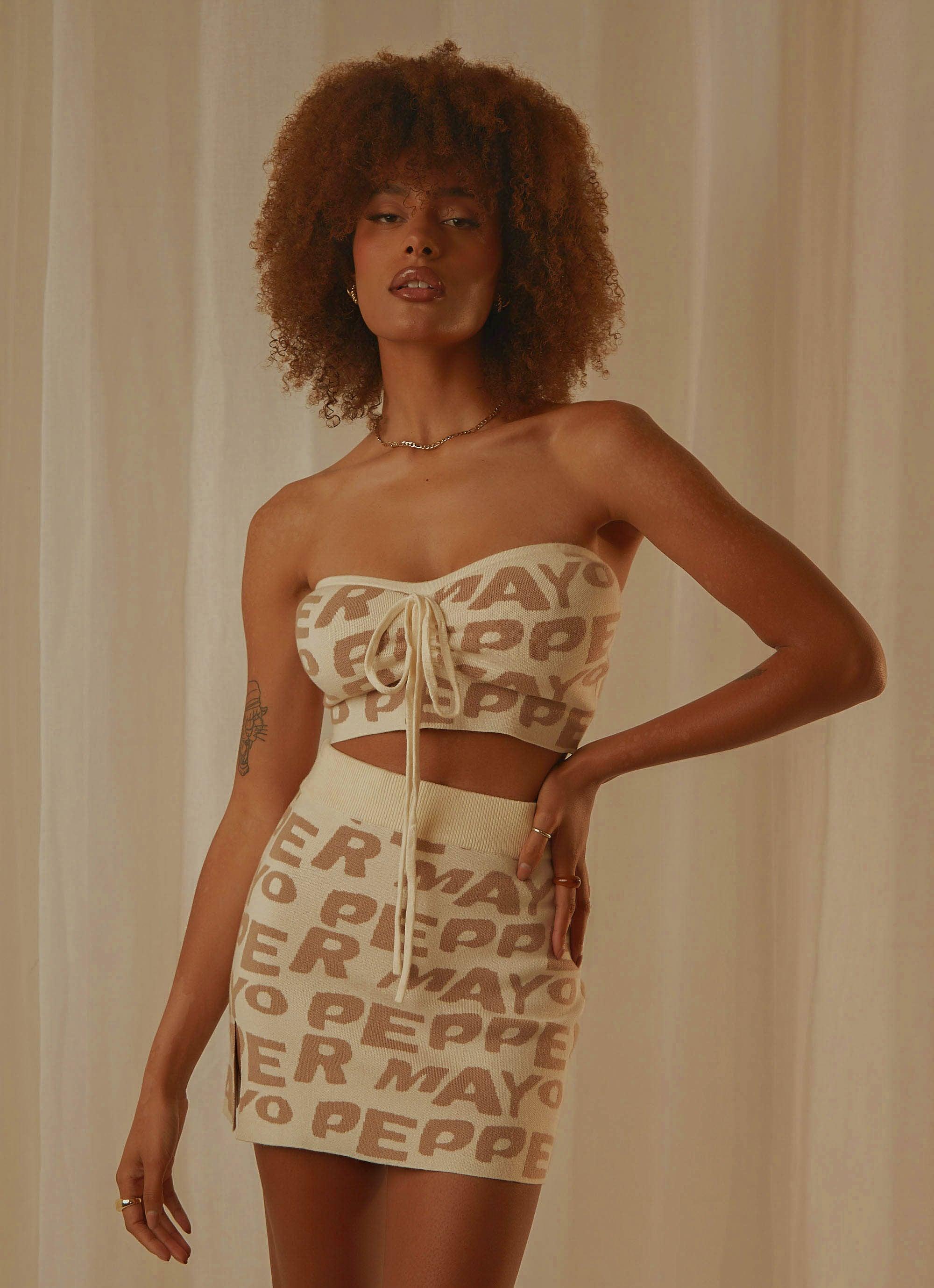 Easy Love Knit Mini Skirt - Latte Logo - Image 4