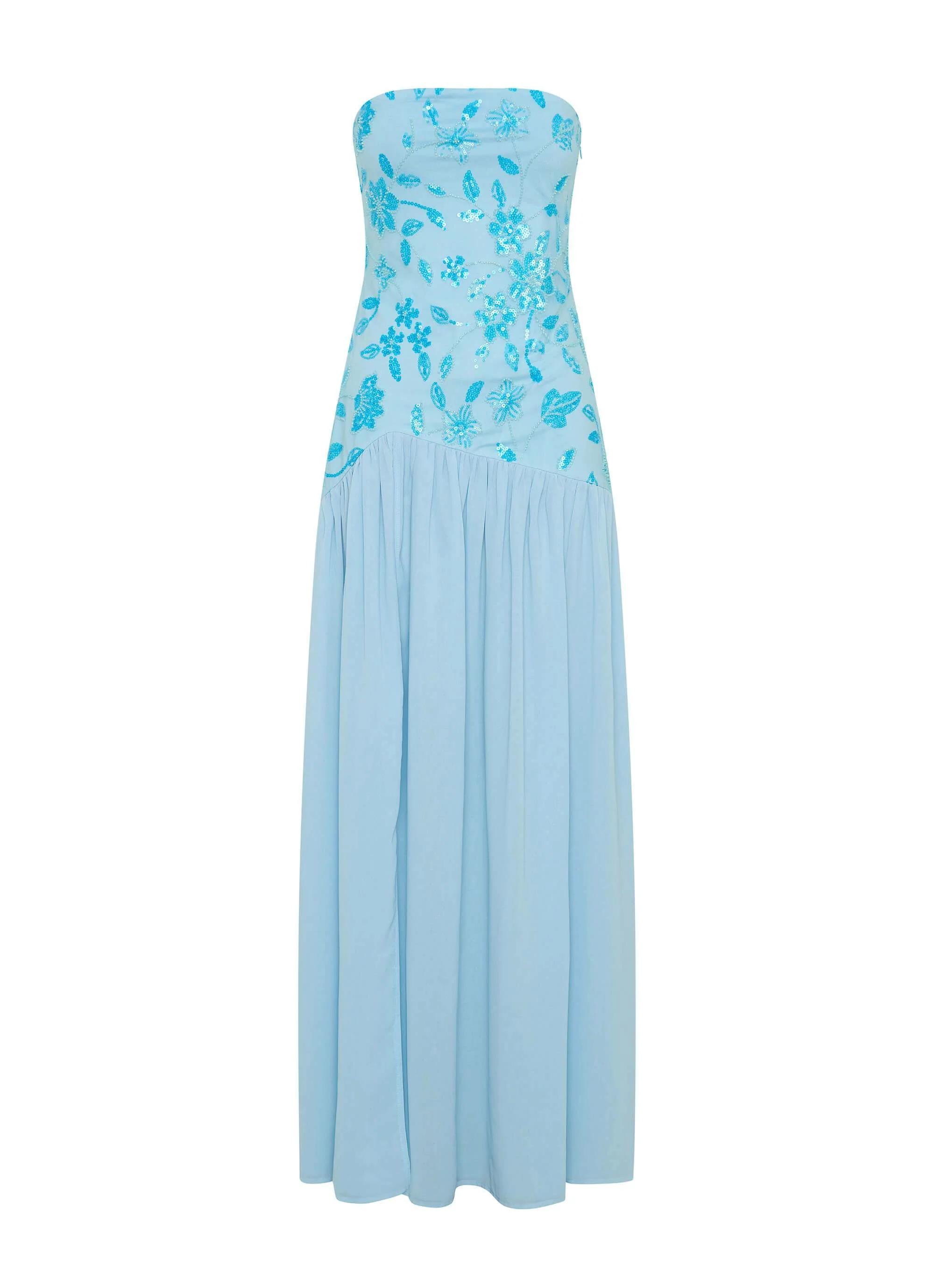 Eden Strapless Beaded Maxi Dress - Blue - Image 3
