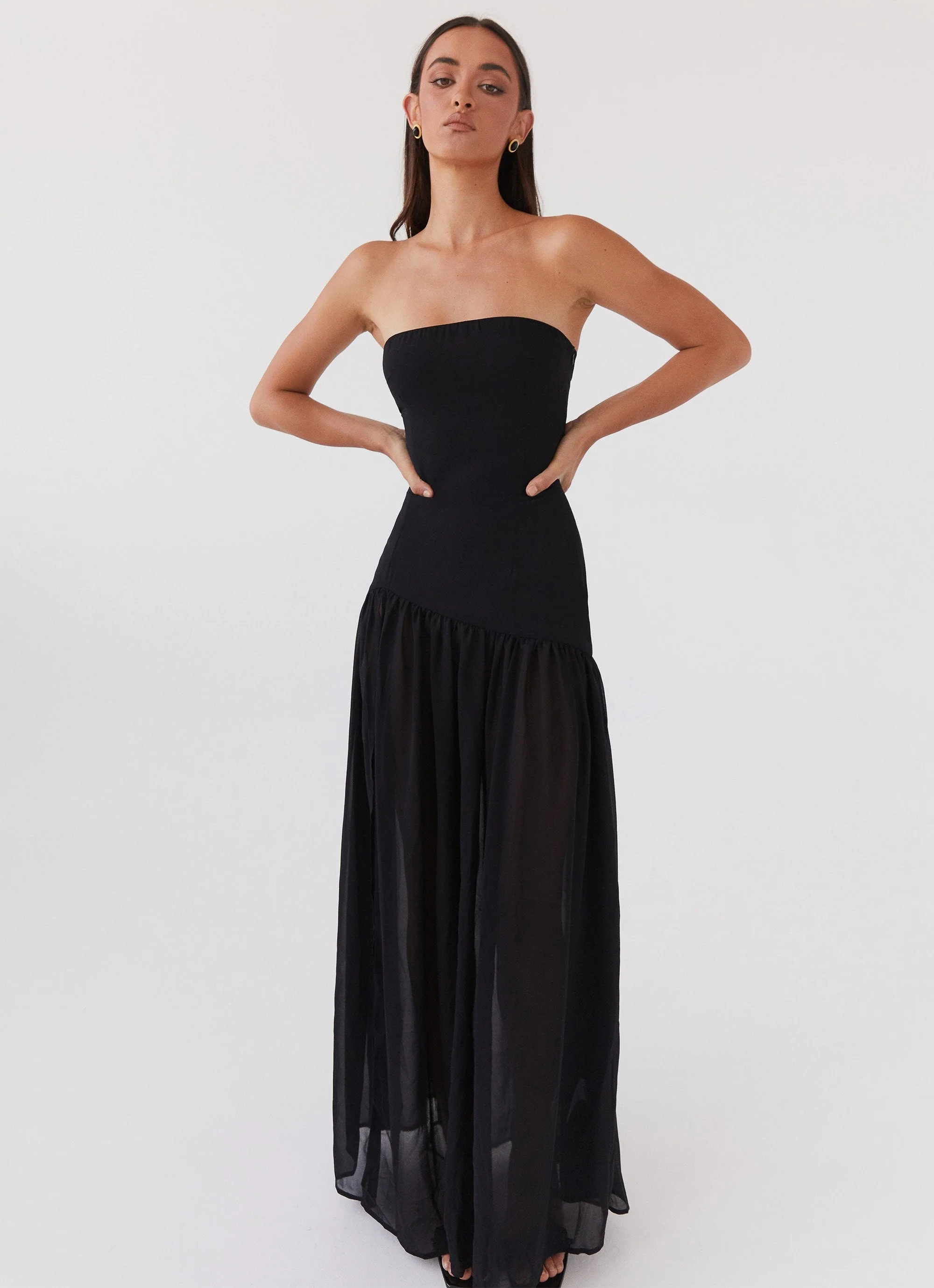 Eden Strapless Maxi Dress - Black - Image 5