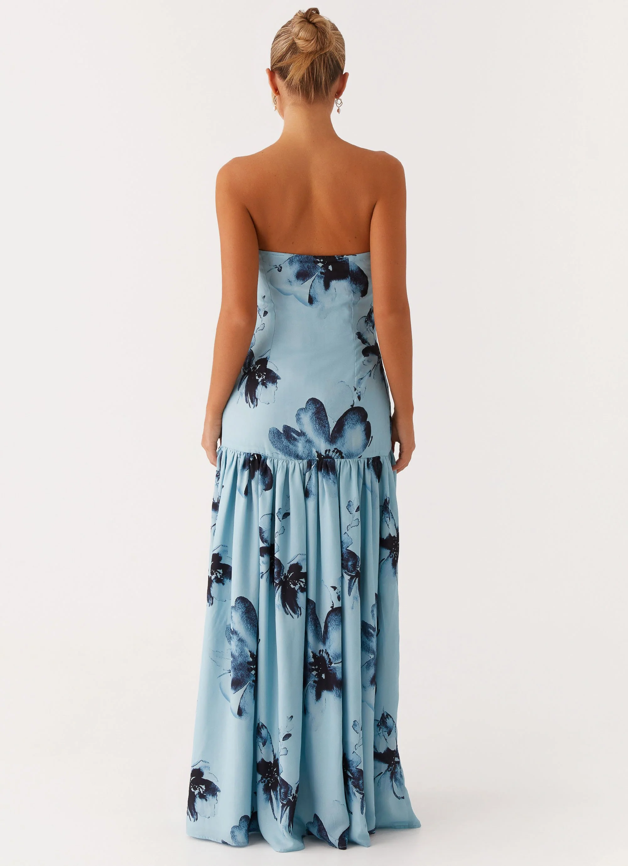 Eden Strapless Maxi Dress - Blue Black Floral - Image 4