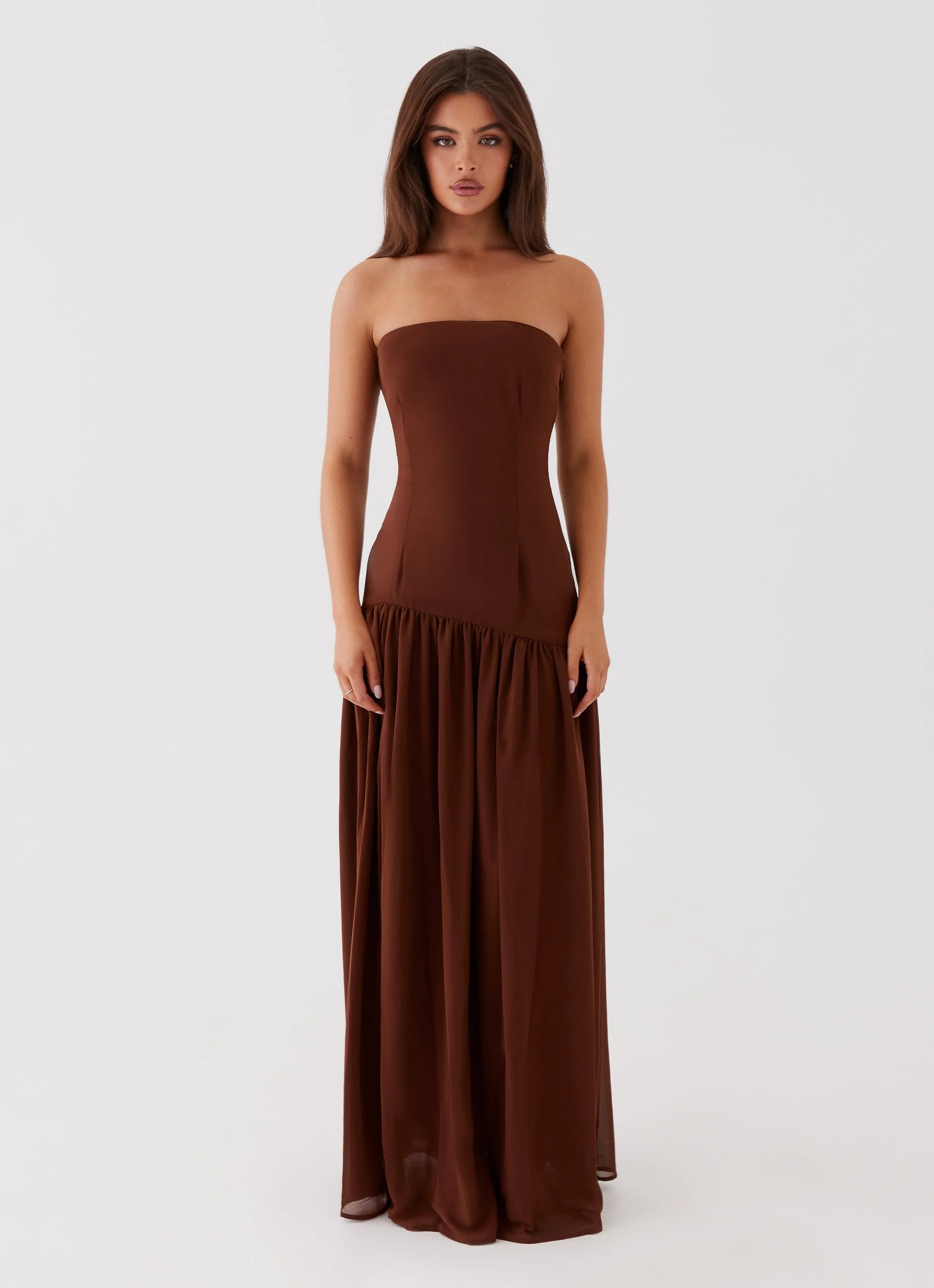 Eden Strapless Maxi Dress - Brown - Image 3