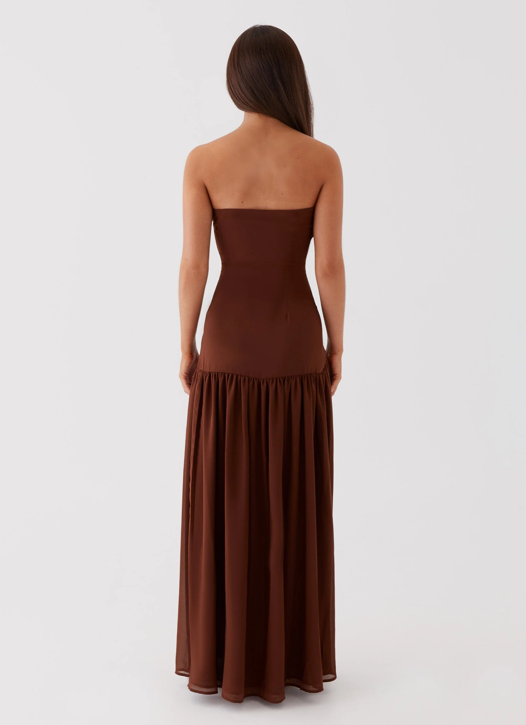 Eden Strapless Maxi Dress - Brown - Image 5