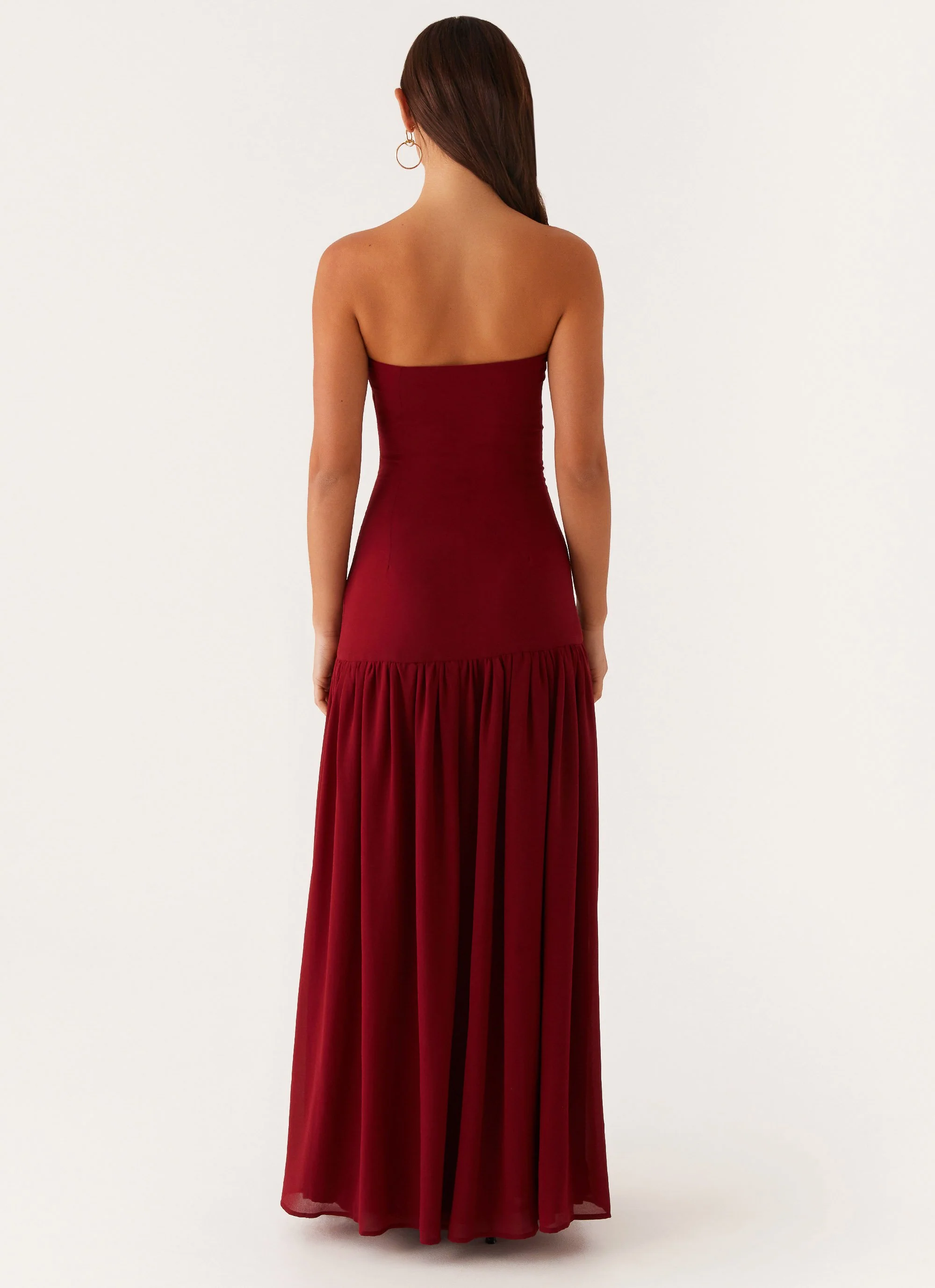 Eden Strapless Maxi Dress - Maroon - Image 4