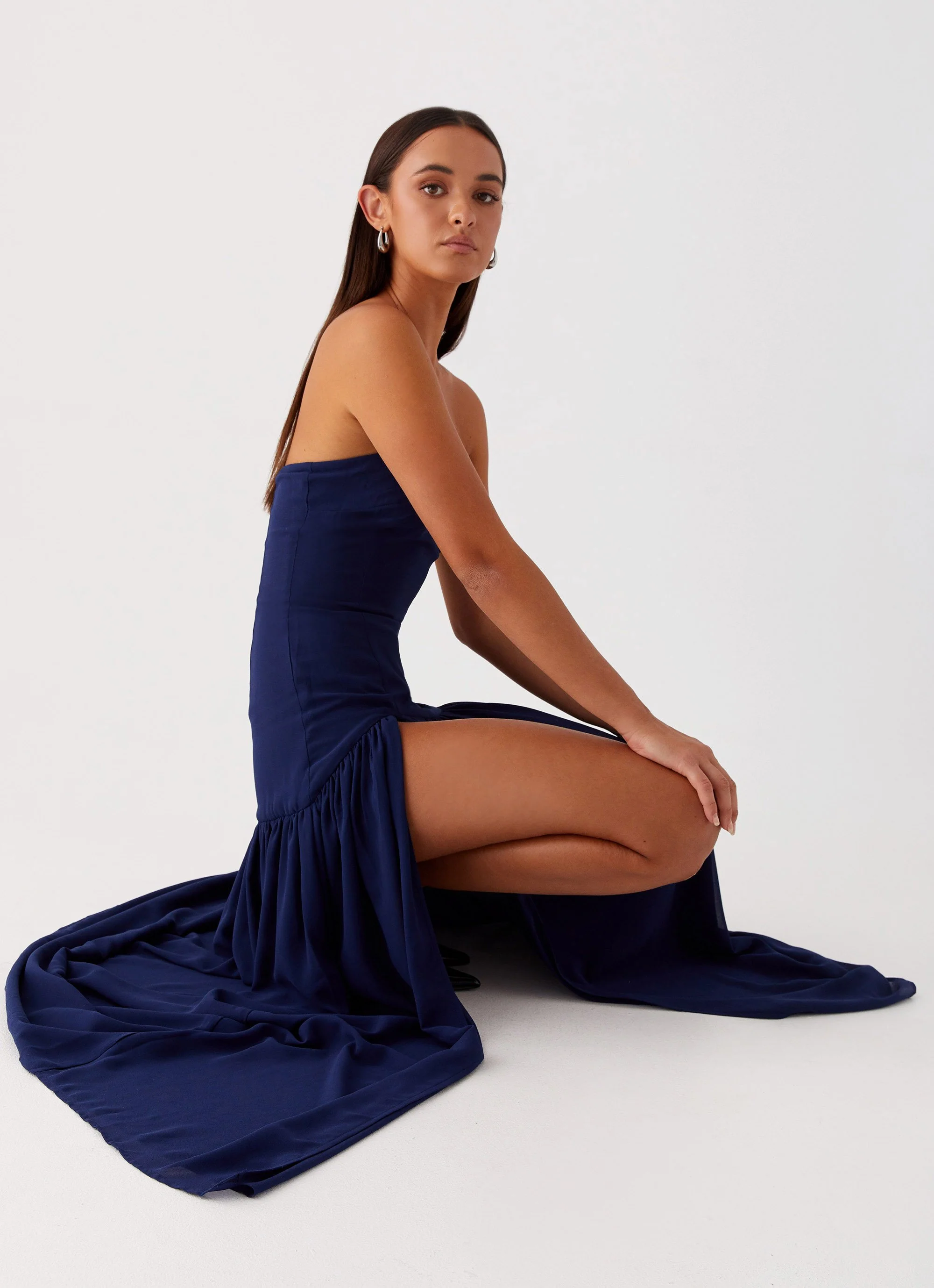 Eden Strapless Maxi Dress - Navy - Image 6