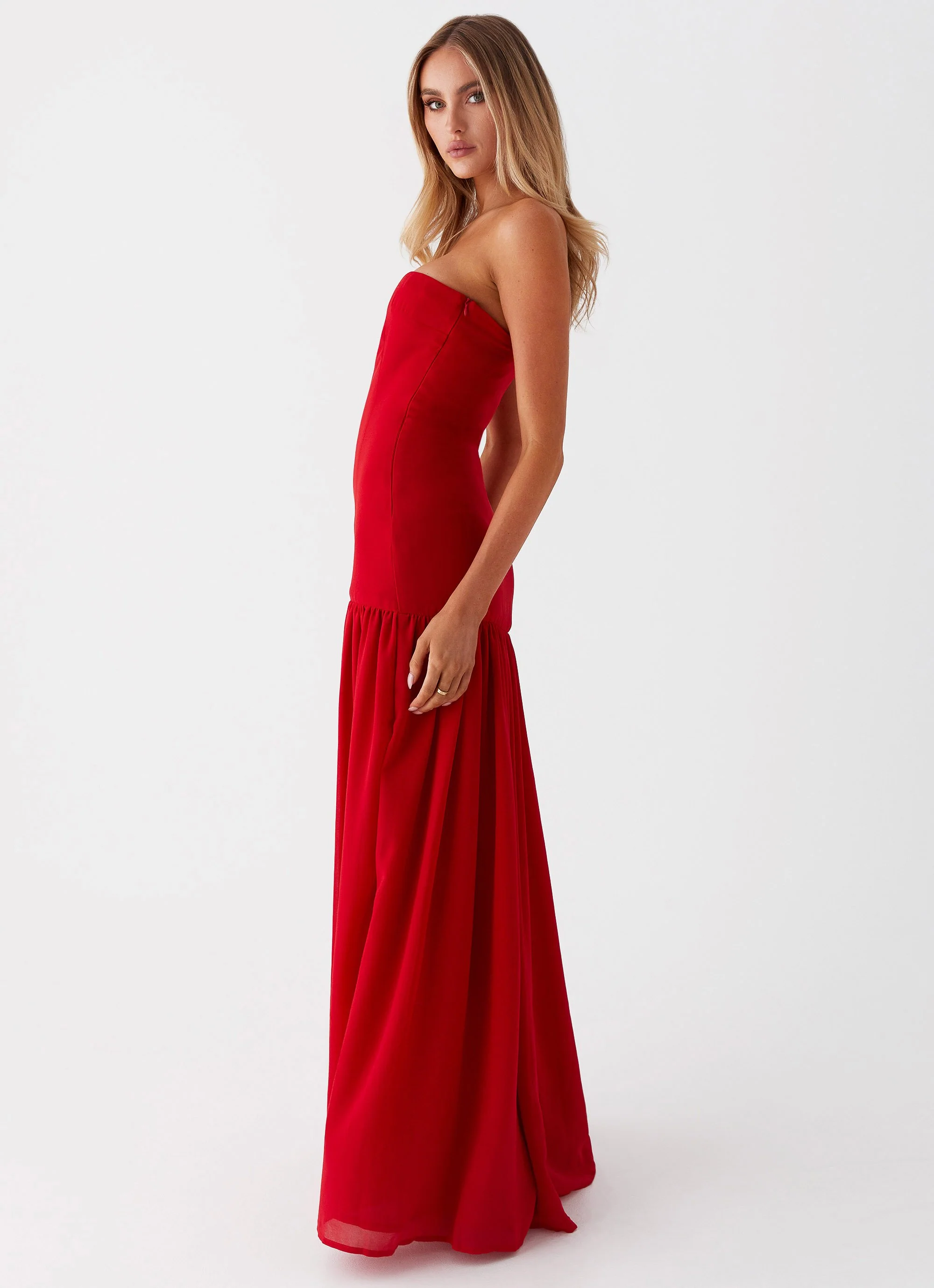 Eden Strapless Maxi Dress - Red - Image 4
