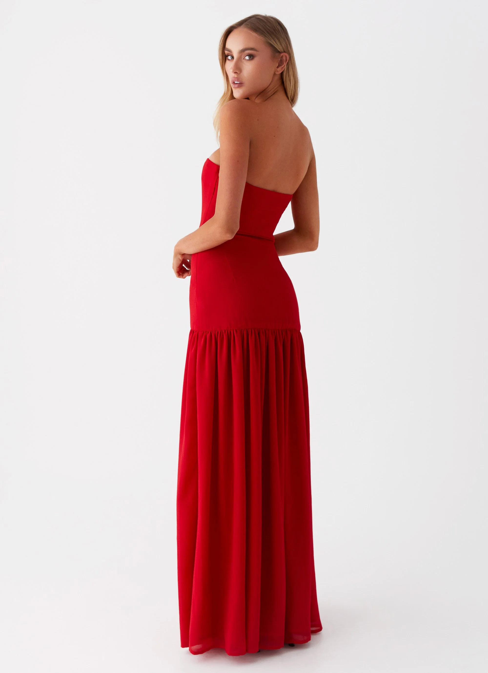 Eden Strapless Maxi Dress - Red - Image 5