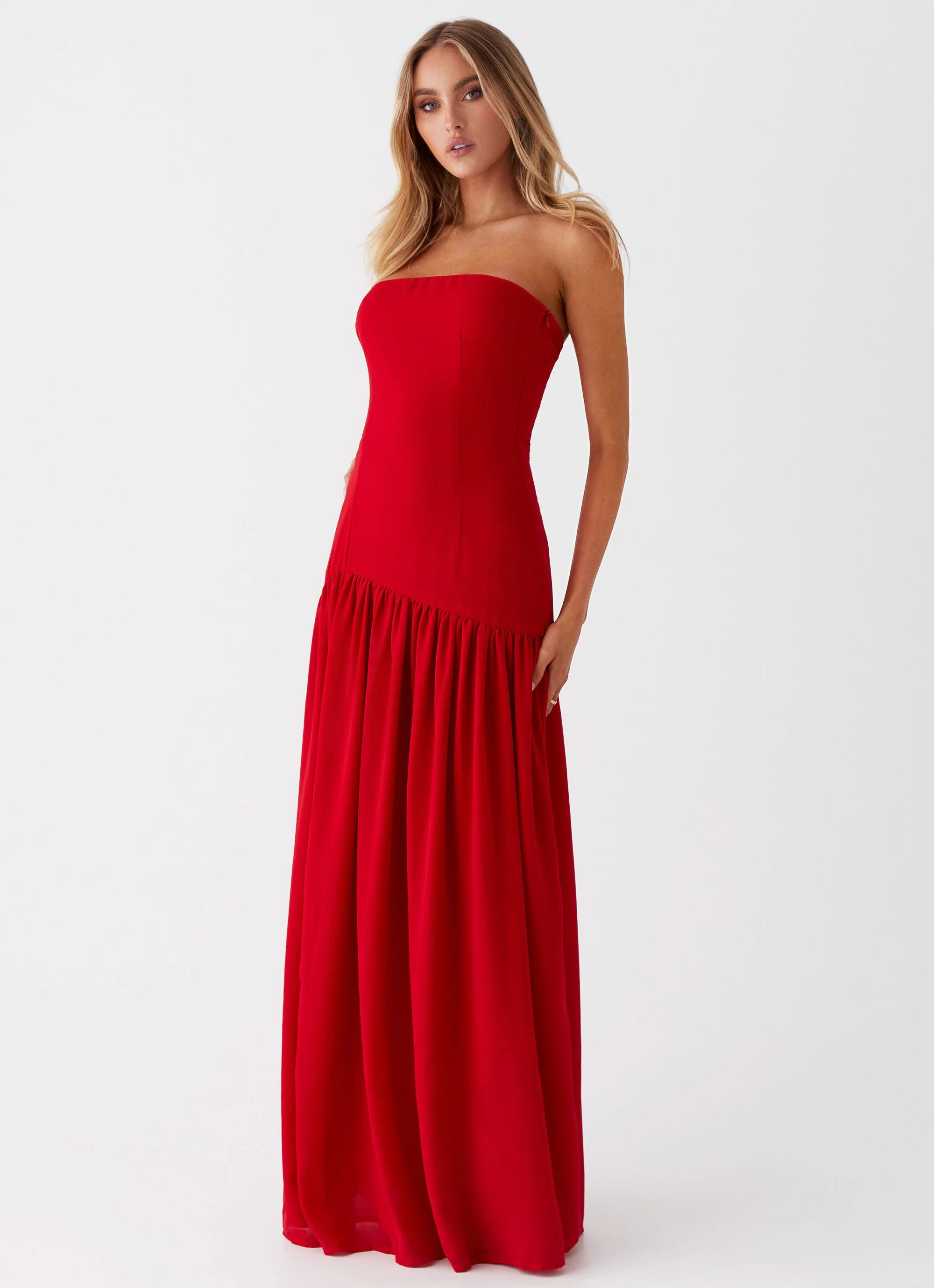 Eden Strapless Maxi Dress - Red - Image 6