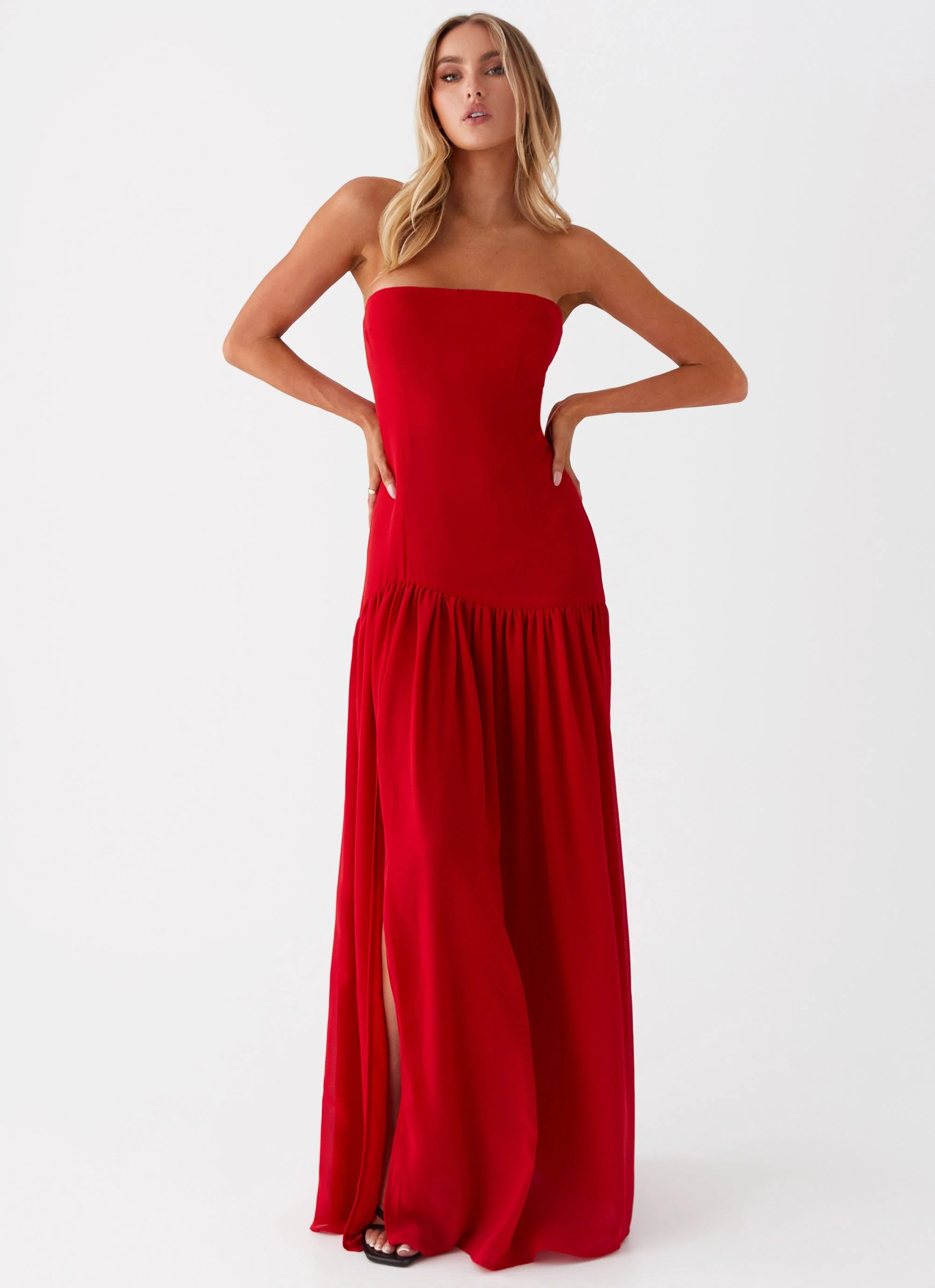 Eden Strapless Maxi Dress - Red - Image 7
