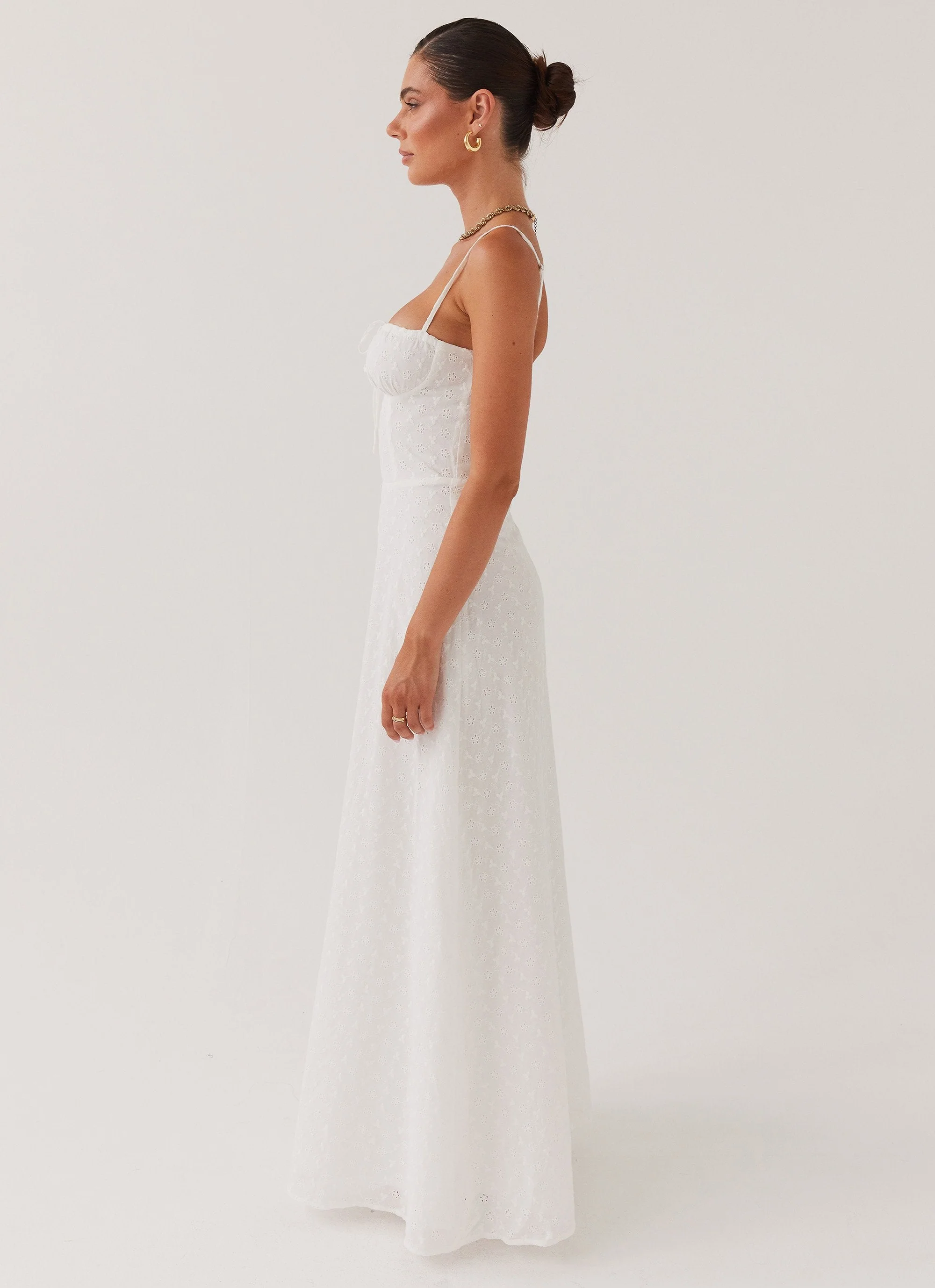 Elsie Broderie Maxi Dress - White - Image 3