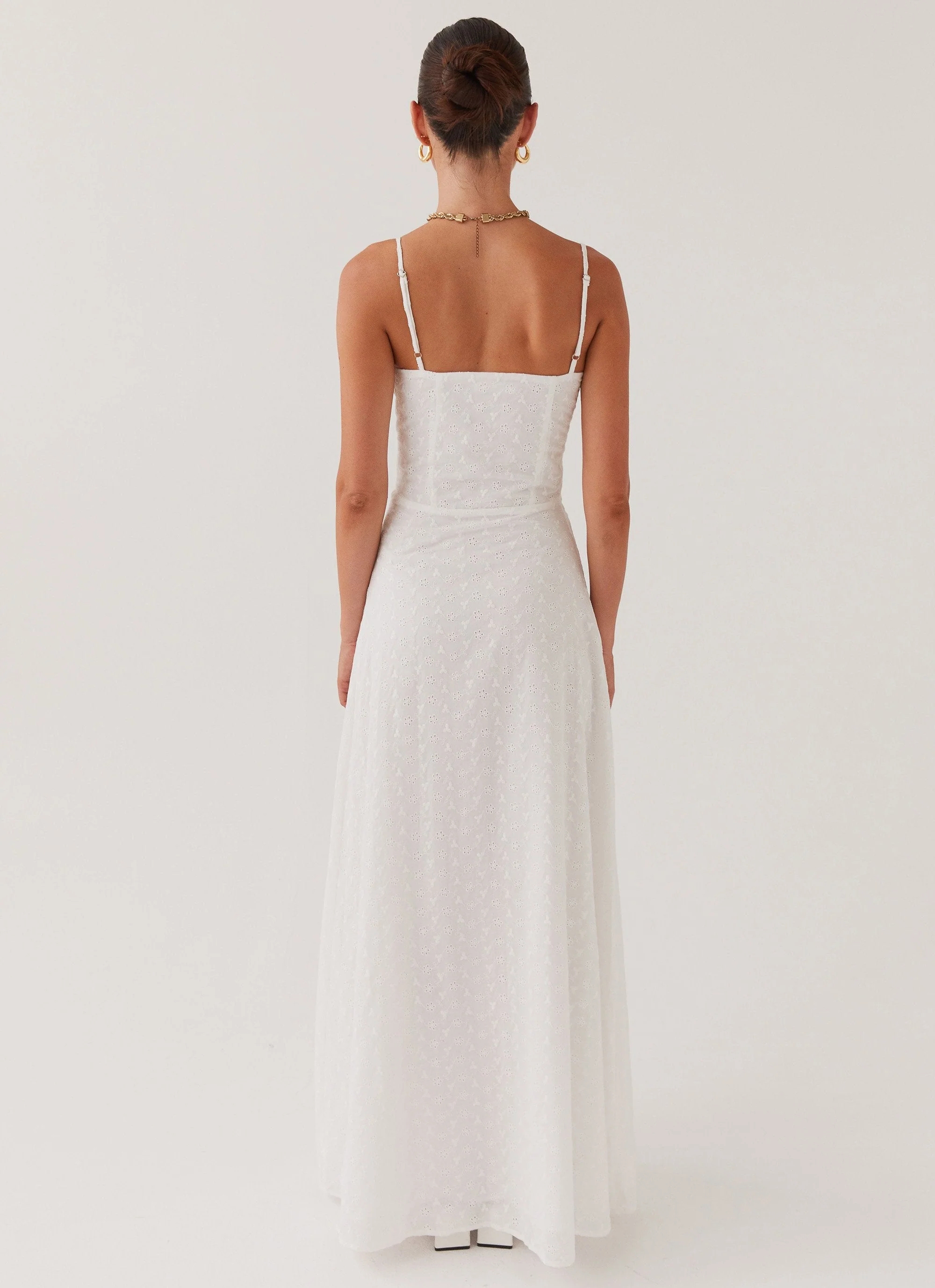 Elsie Broderie Maxi Dress - White - Image 4