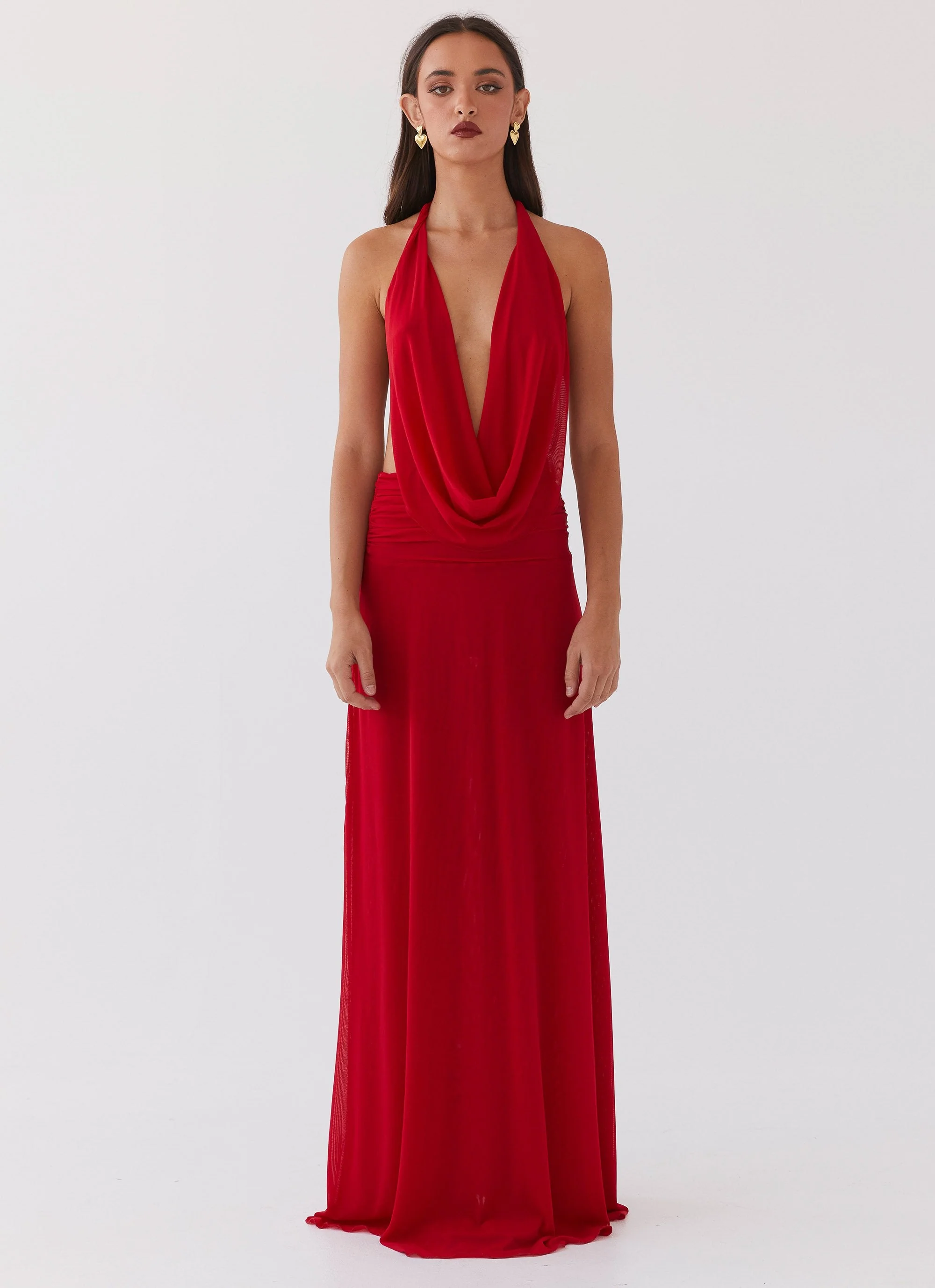 Elysia Mesh Maxi Dress - Cherry Red - Image 5