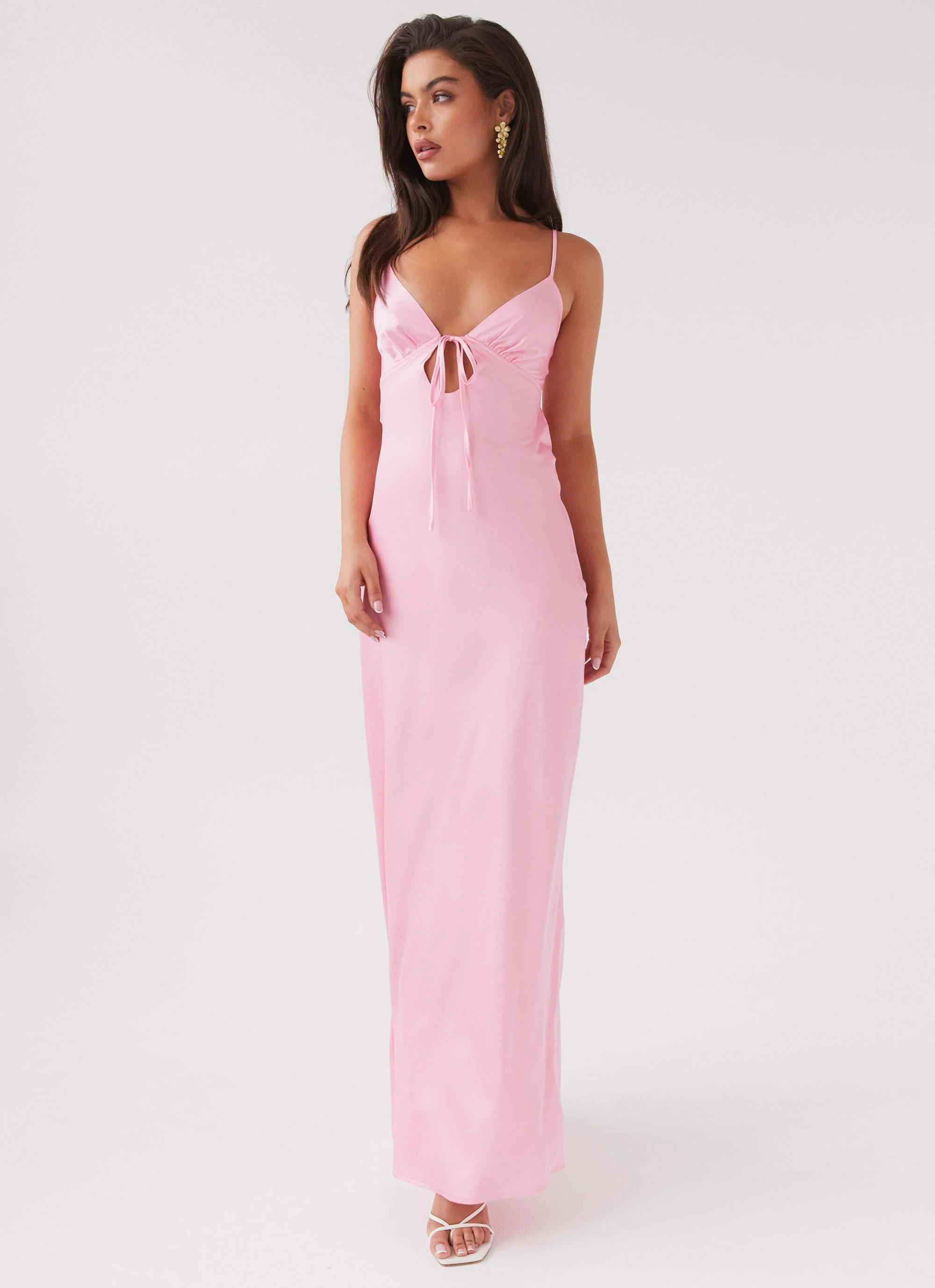 Flora Satin Maxi Dress - Candy - Image 7