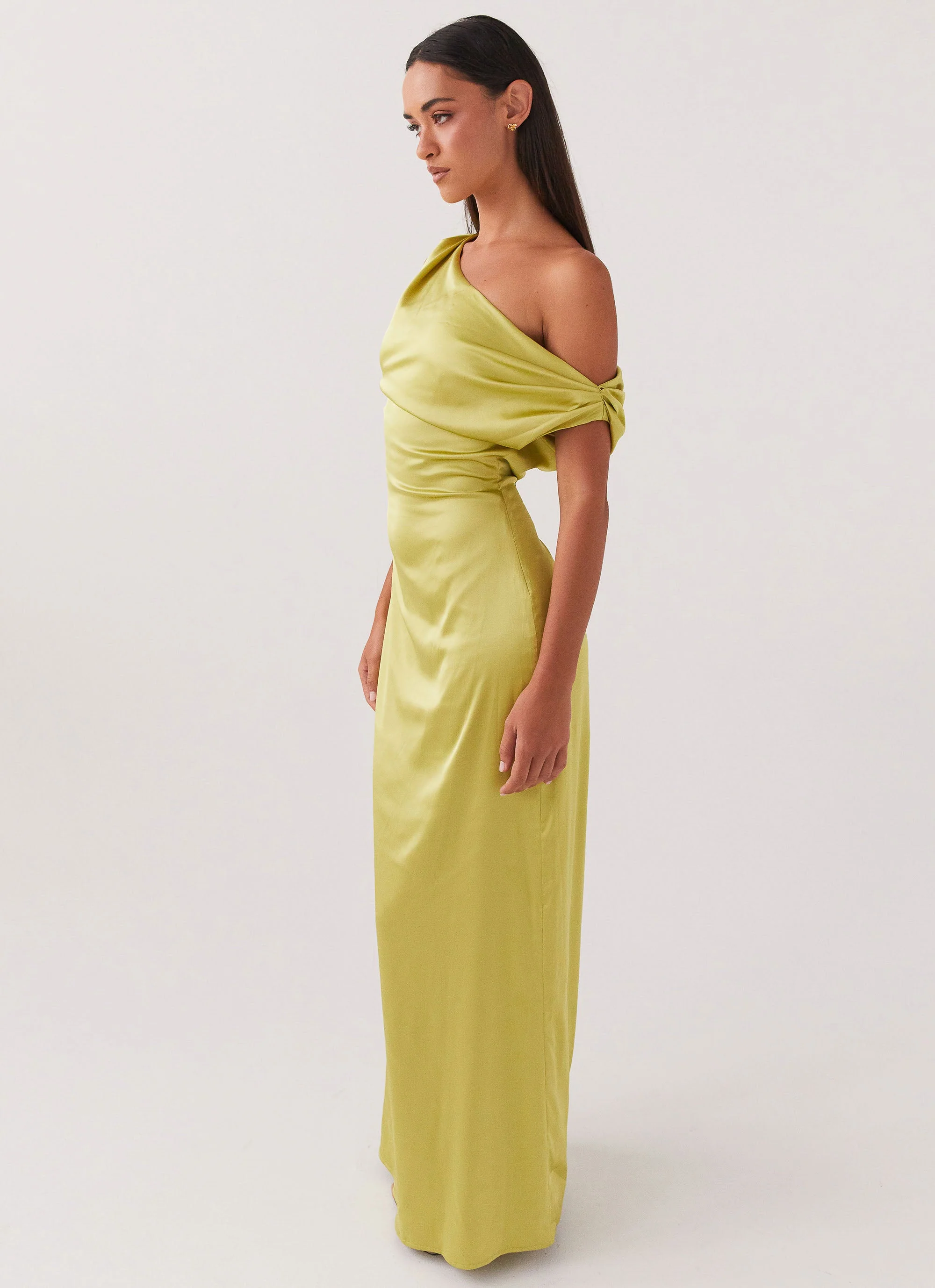 Heart Of Glass Satin Maxi Dress - Chartreuse - Image 4