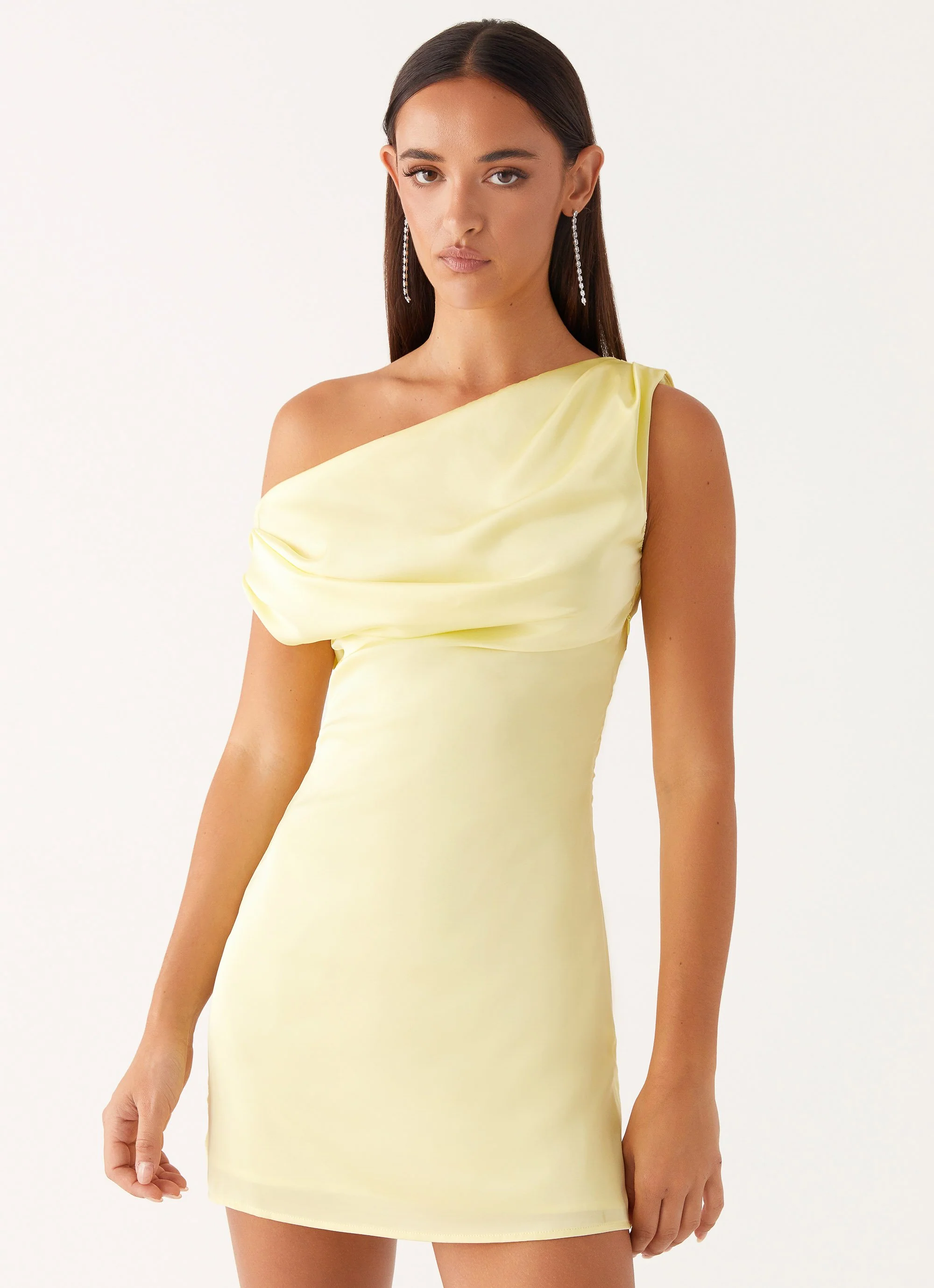 Heart Of Glass Satin Mini Dress - Yellow - Image 4