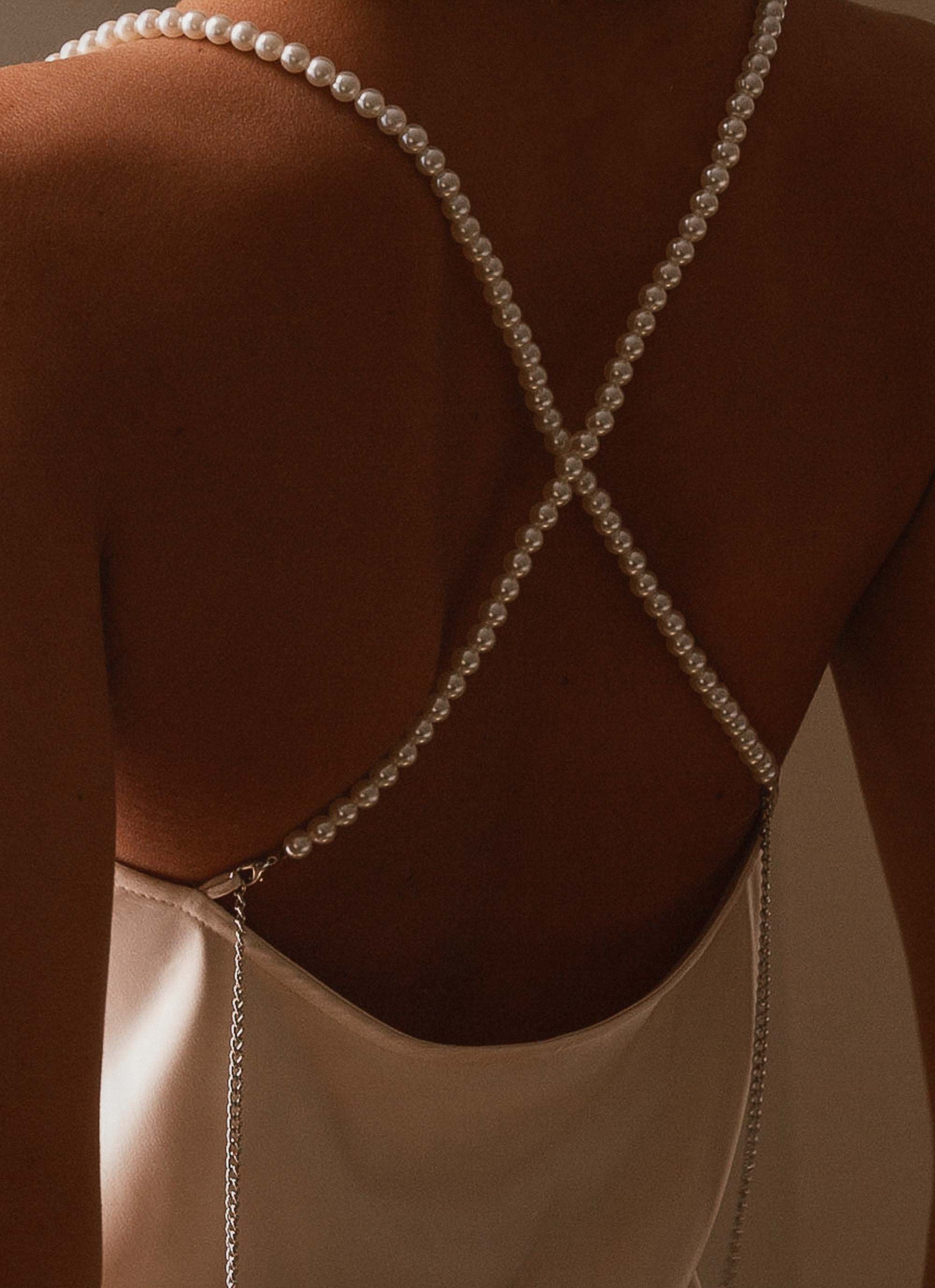 Here We Go Satin Mini Dress - Pearl - Image 8