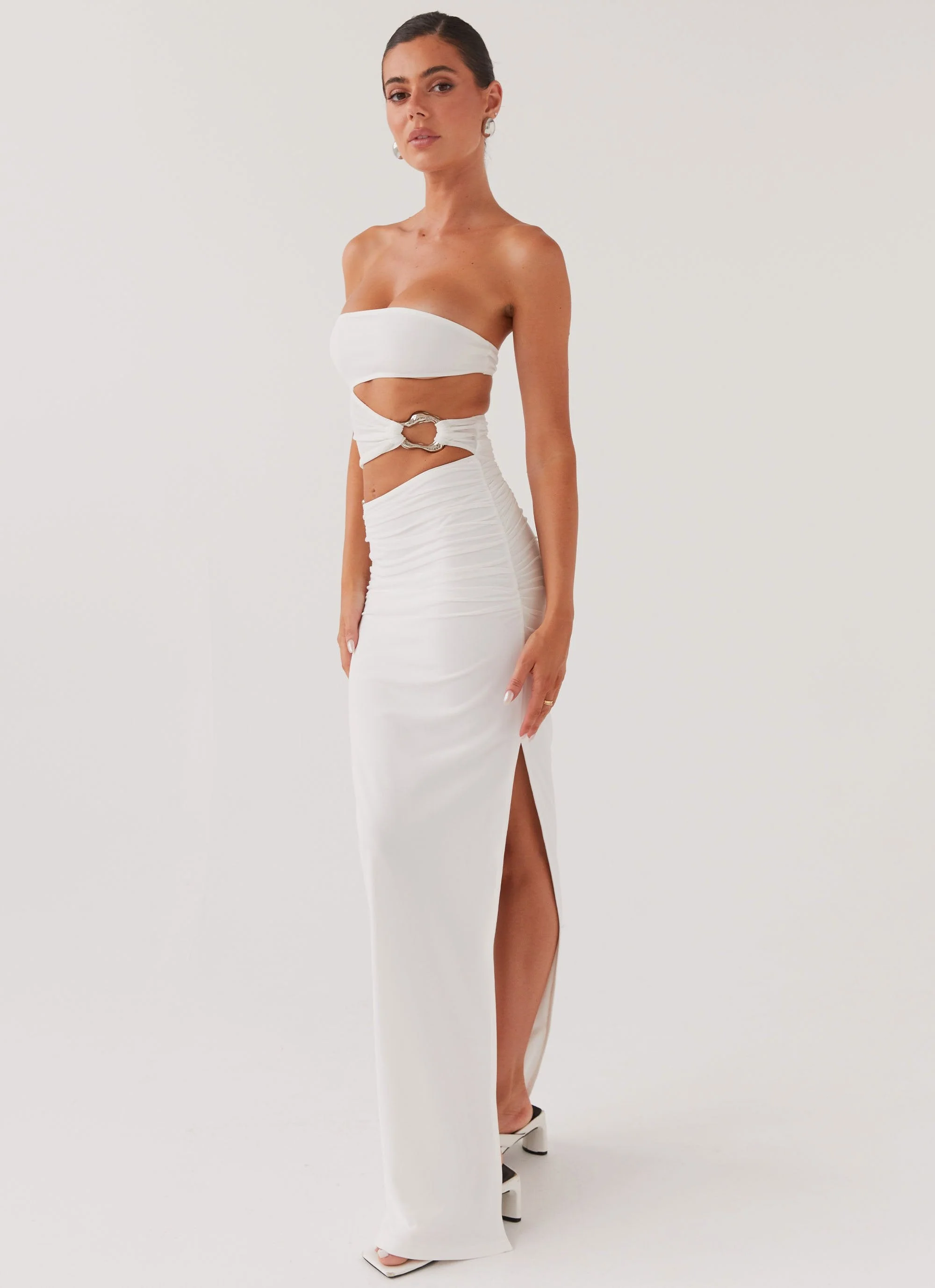 Into Pieces Mesh Maxi Dress - White - Image 3