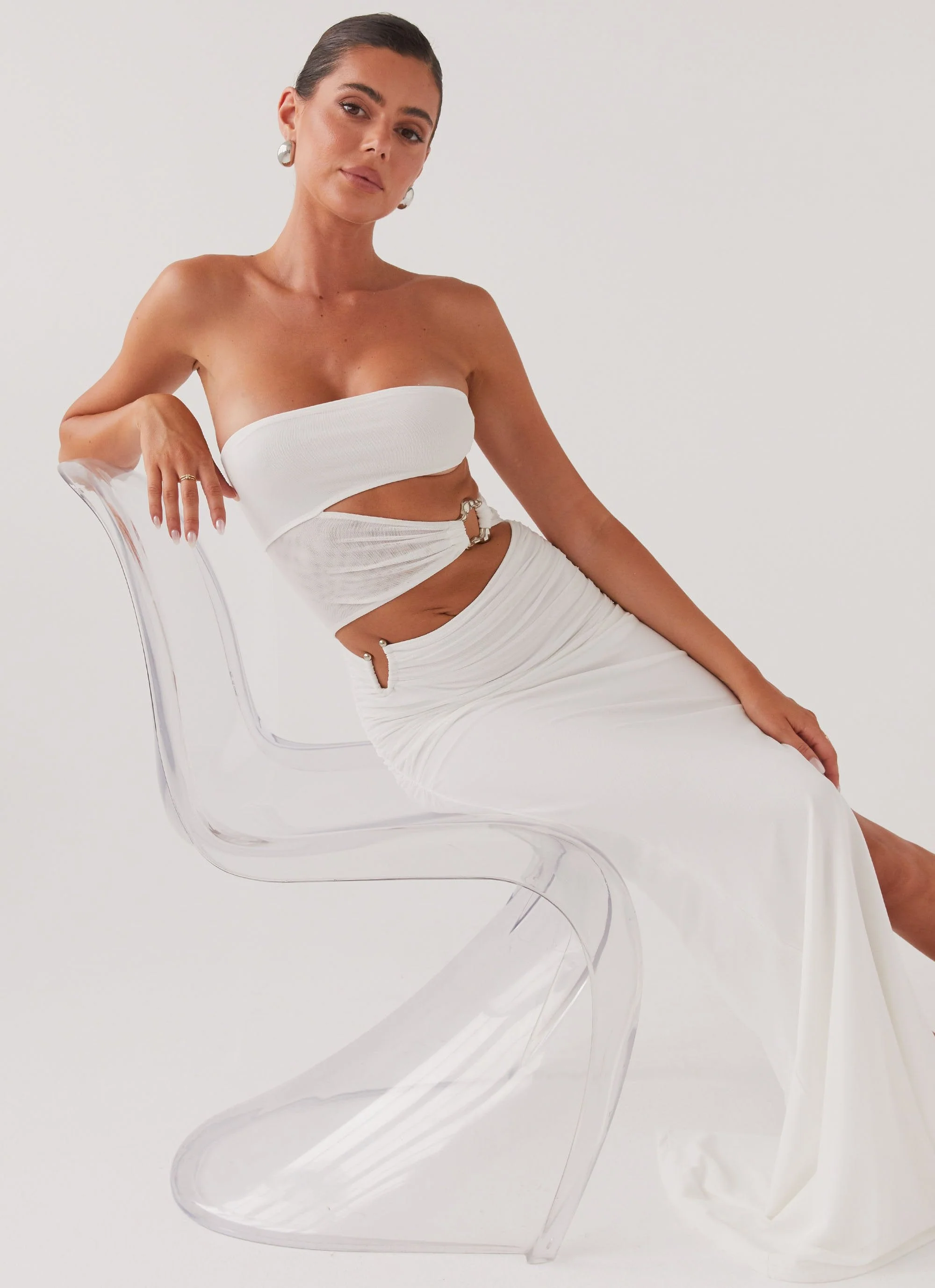 Into Pieces Mesh Maxi Dress - White - Image 5