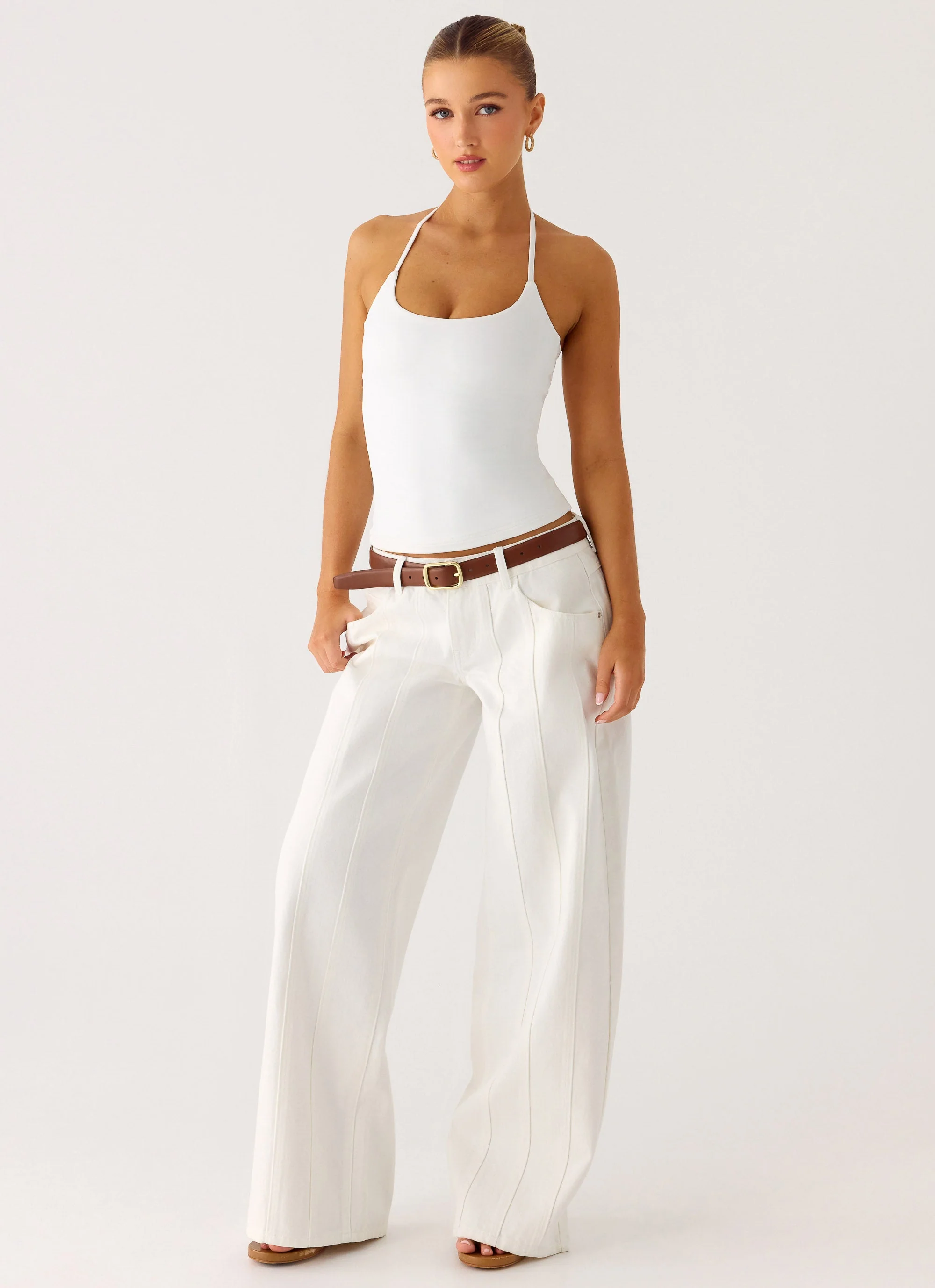Johnny Low Rise Wide Leg Denim Jeans - White - Image 4