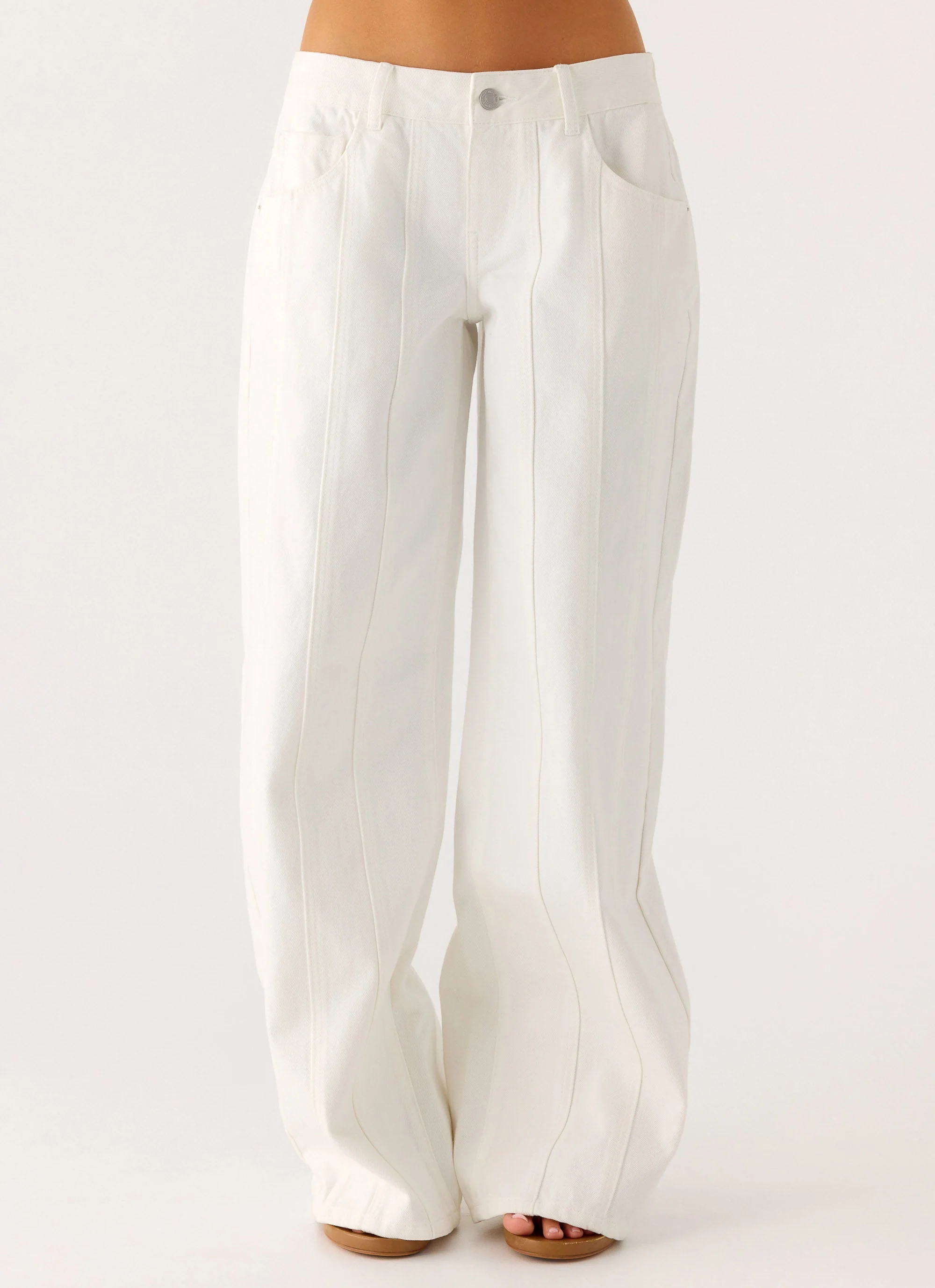 Johnny Low Rise Wide Leg Denim Jeans - White - Image 5
