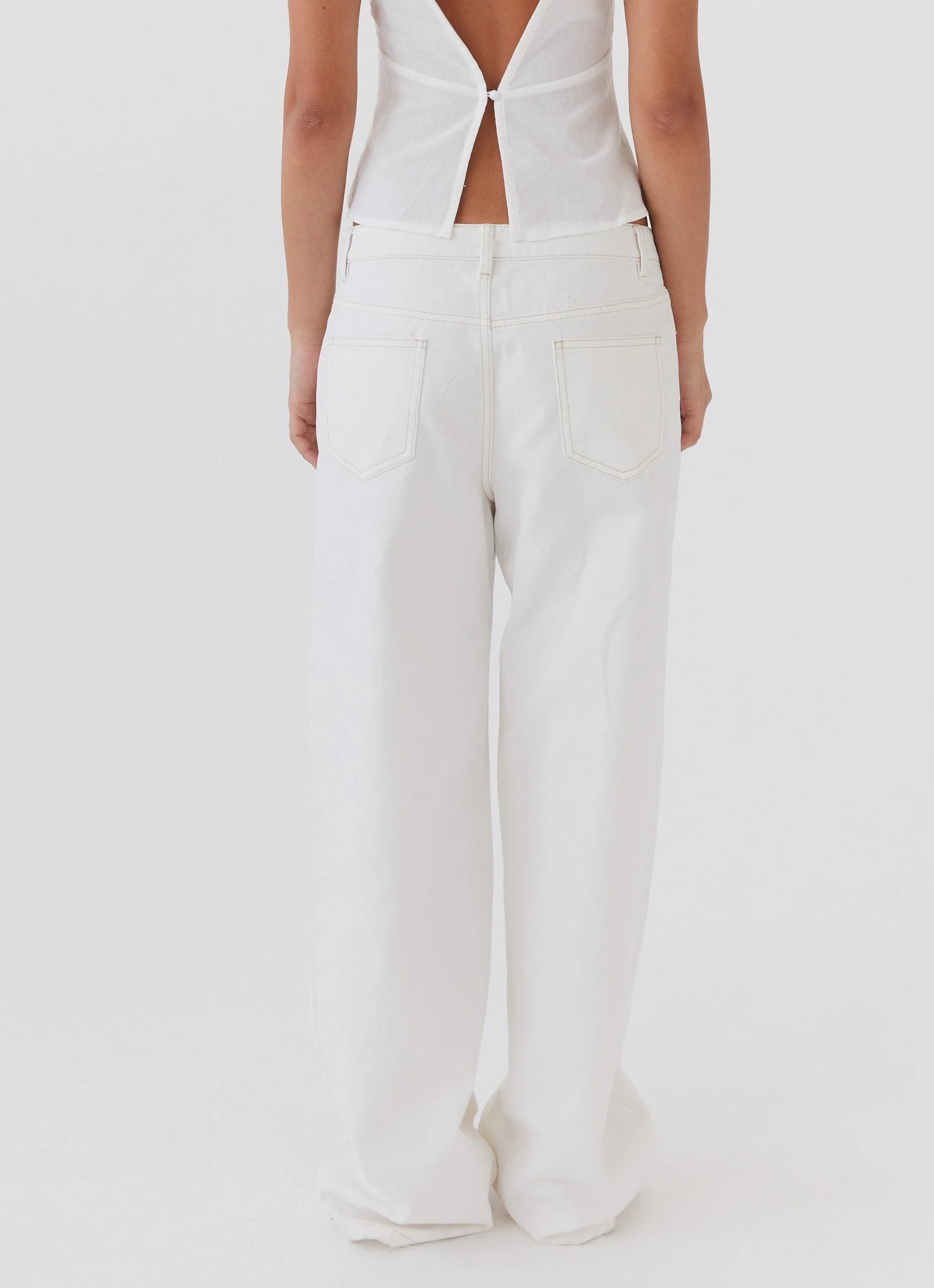 Keanna Low Rise Denim Jeans - Ivory - Image 4