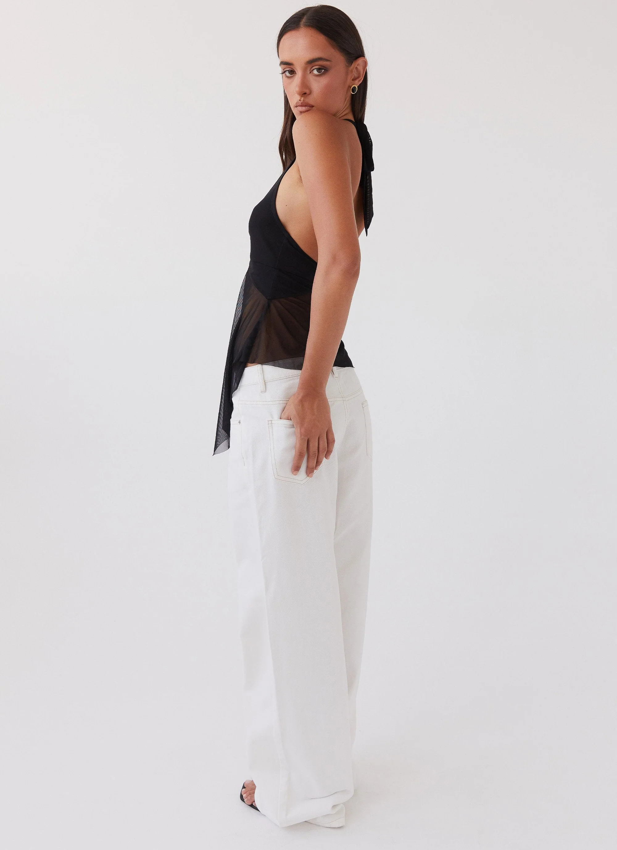 Keanna Low Rise Denim Jeans - Ivory - Image 6