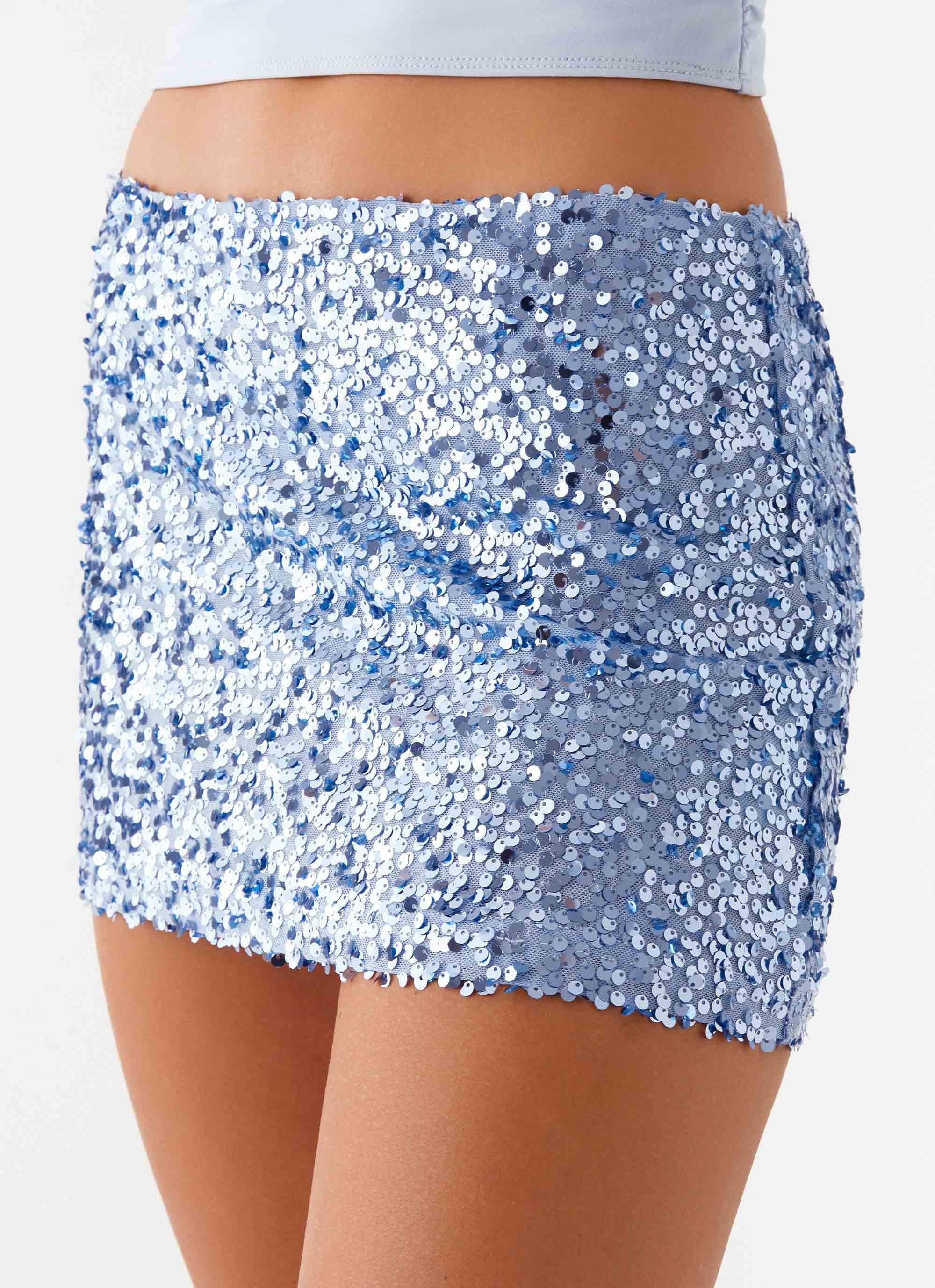 Made For You Low Rise Sequin Mini Skirt - Blue - Image 7