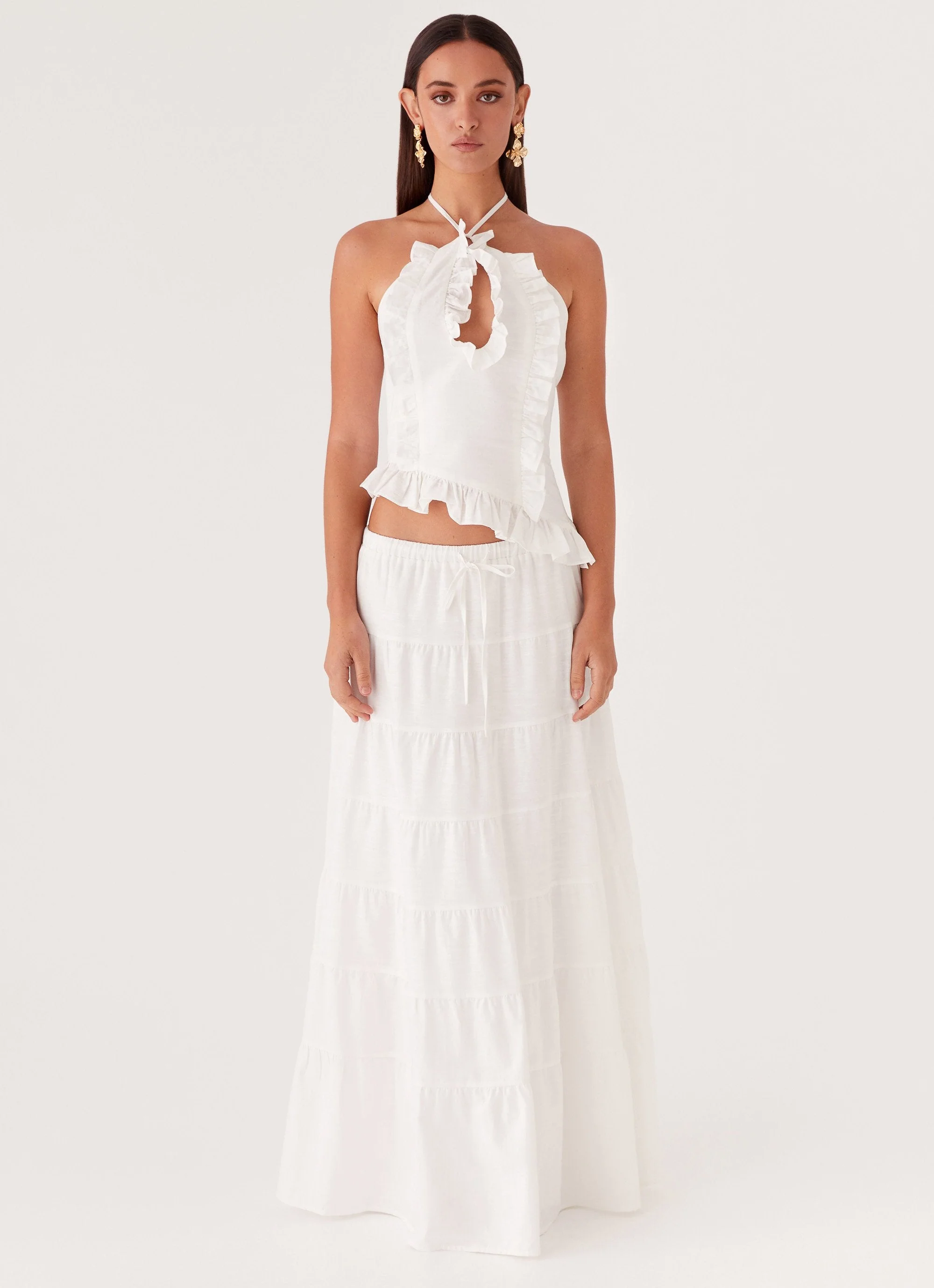 Mariella Linen Maxi Skirt - White - Image 3