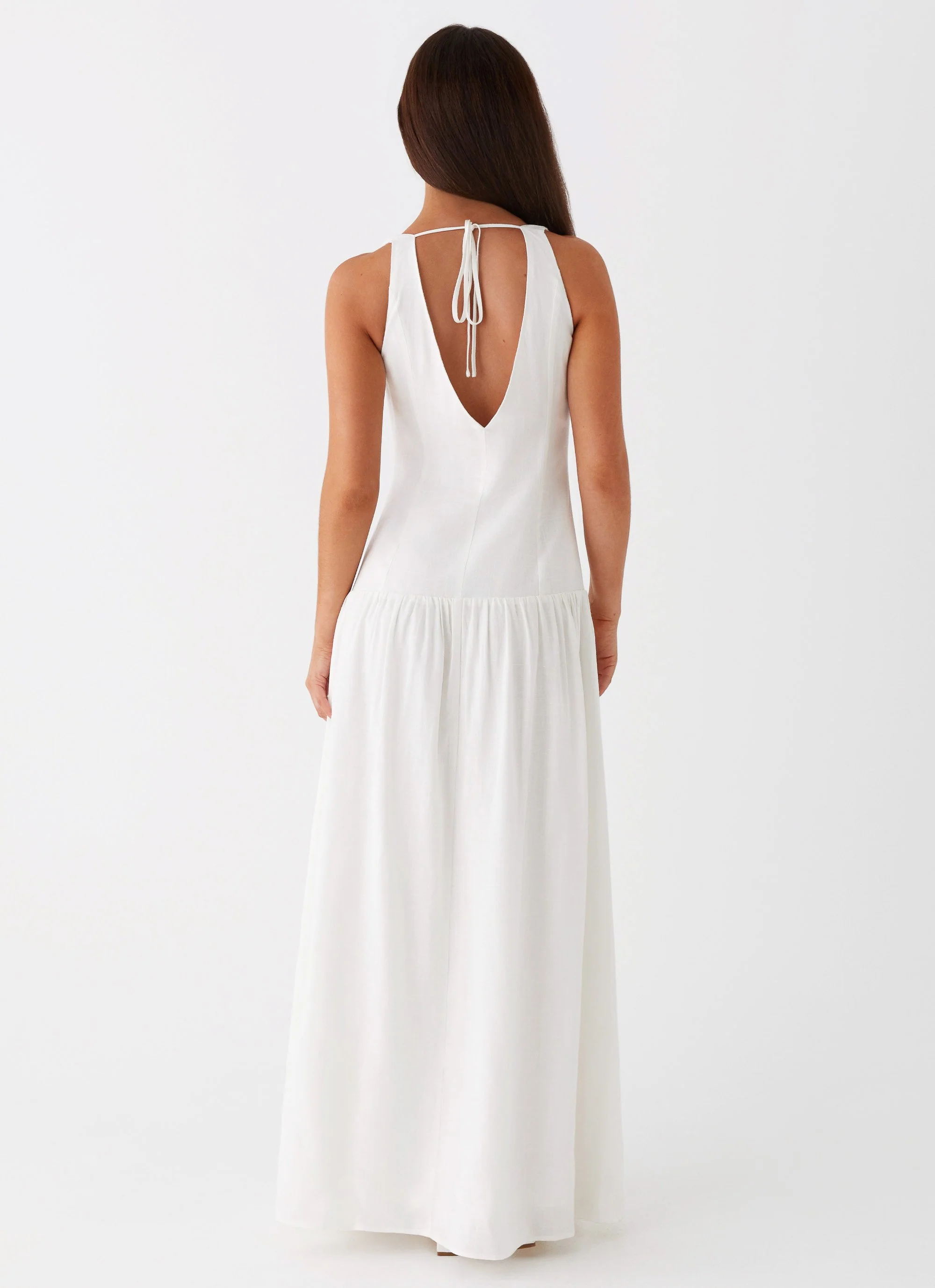 Meggie Linen Maxi Dress - White - Image 4