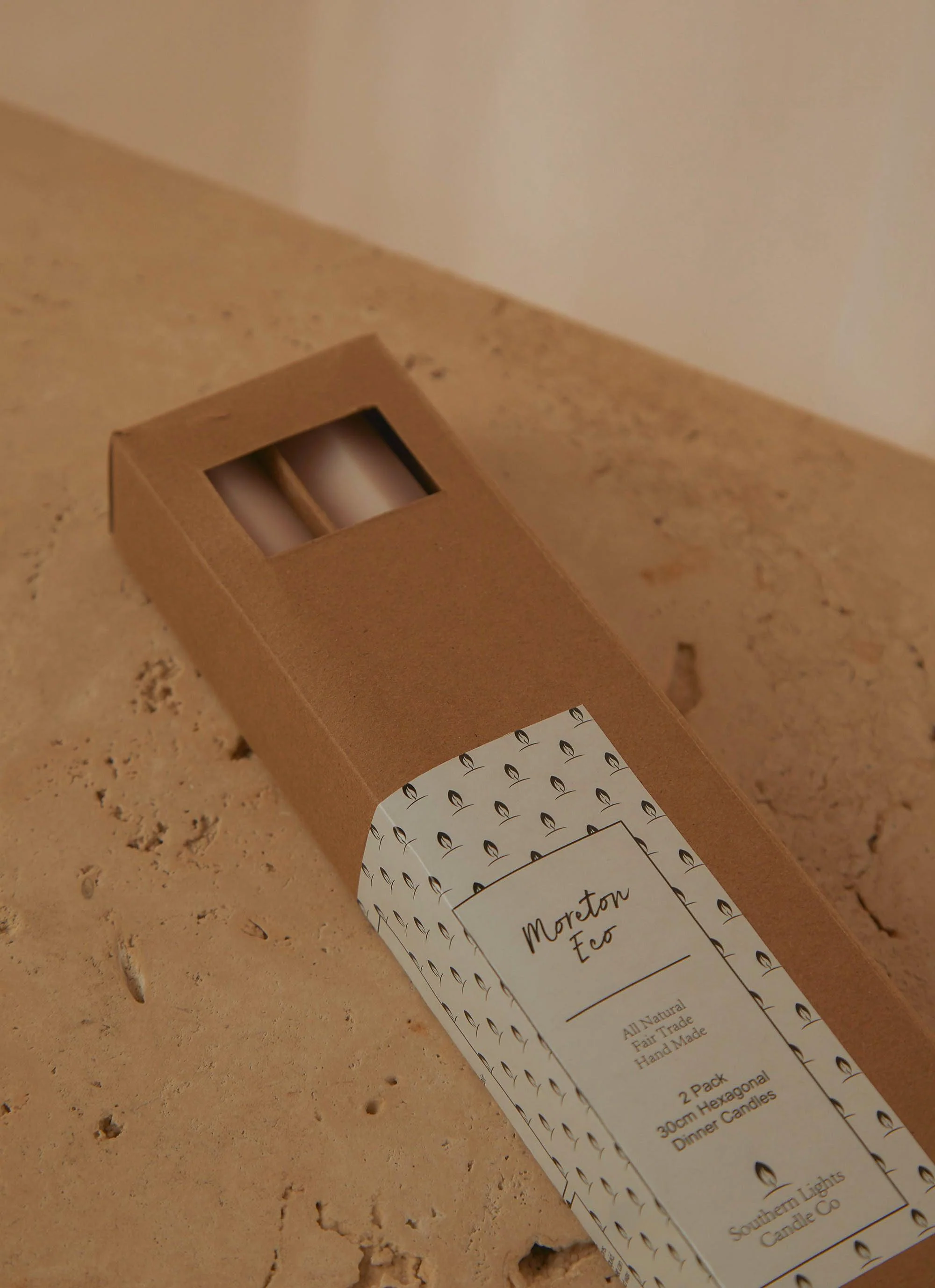 Moreton Eco Hexagonal Dinner Candle 2 Pack - Antique Pink - Image 4