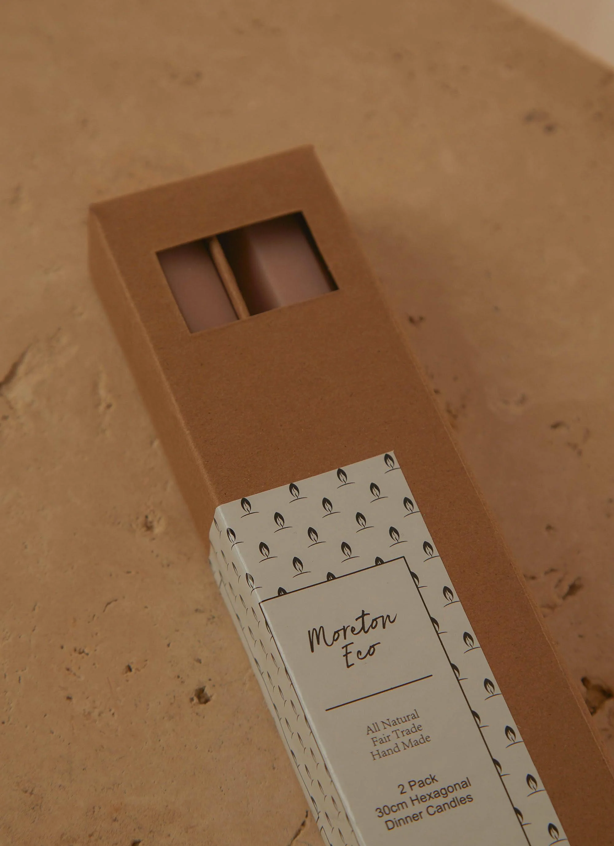 Moreton Eco Hexagonal Dinner Candle 2 Pack - Latte - Image 4