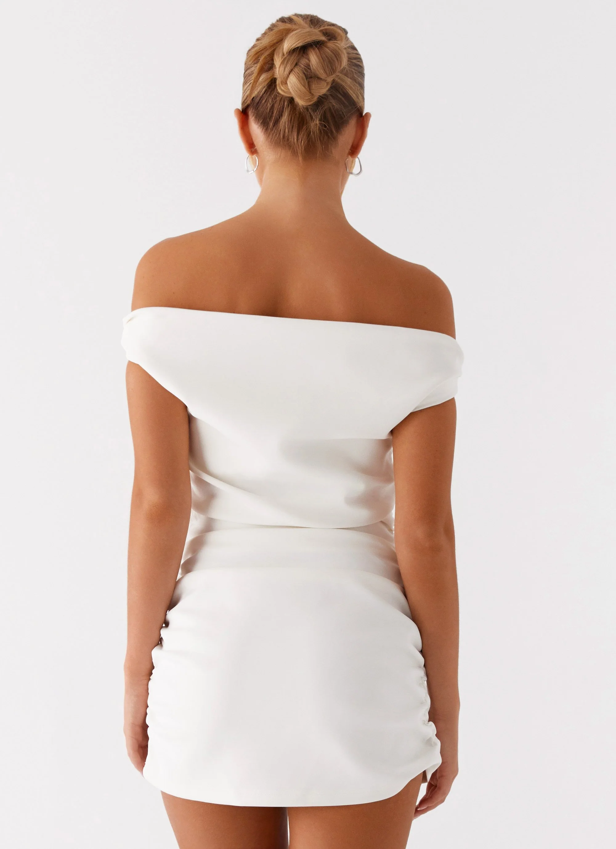 Morgan Off Shoulder Mini Dress - Ivory - Image 4