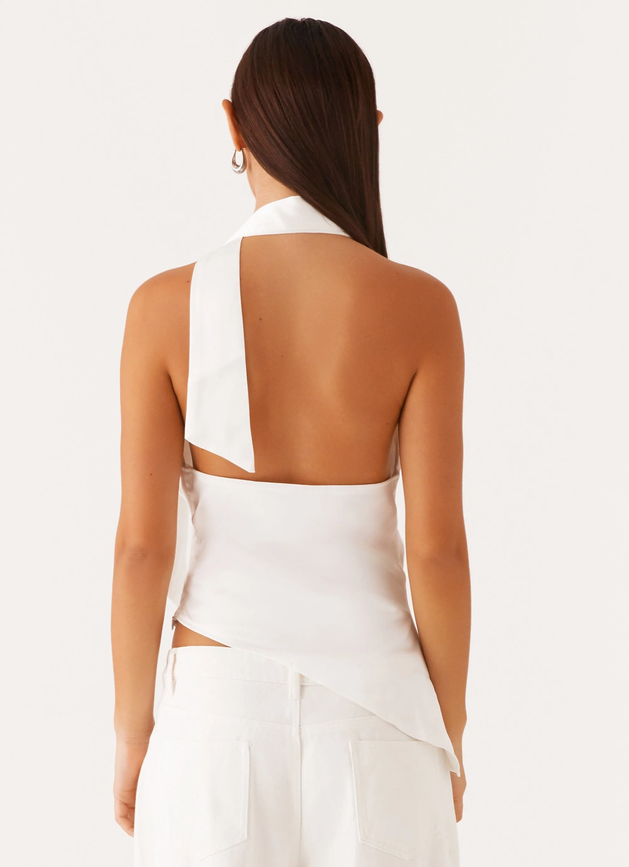 Nina Halterneck Scarf Top - White - Image 4
