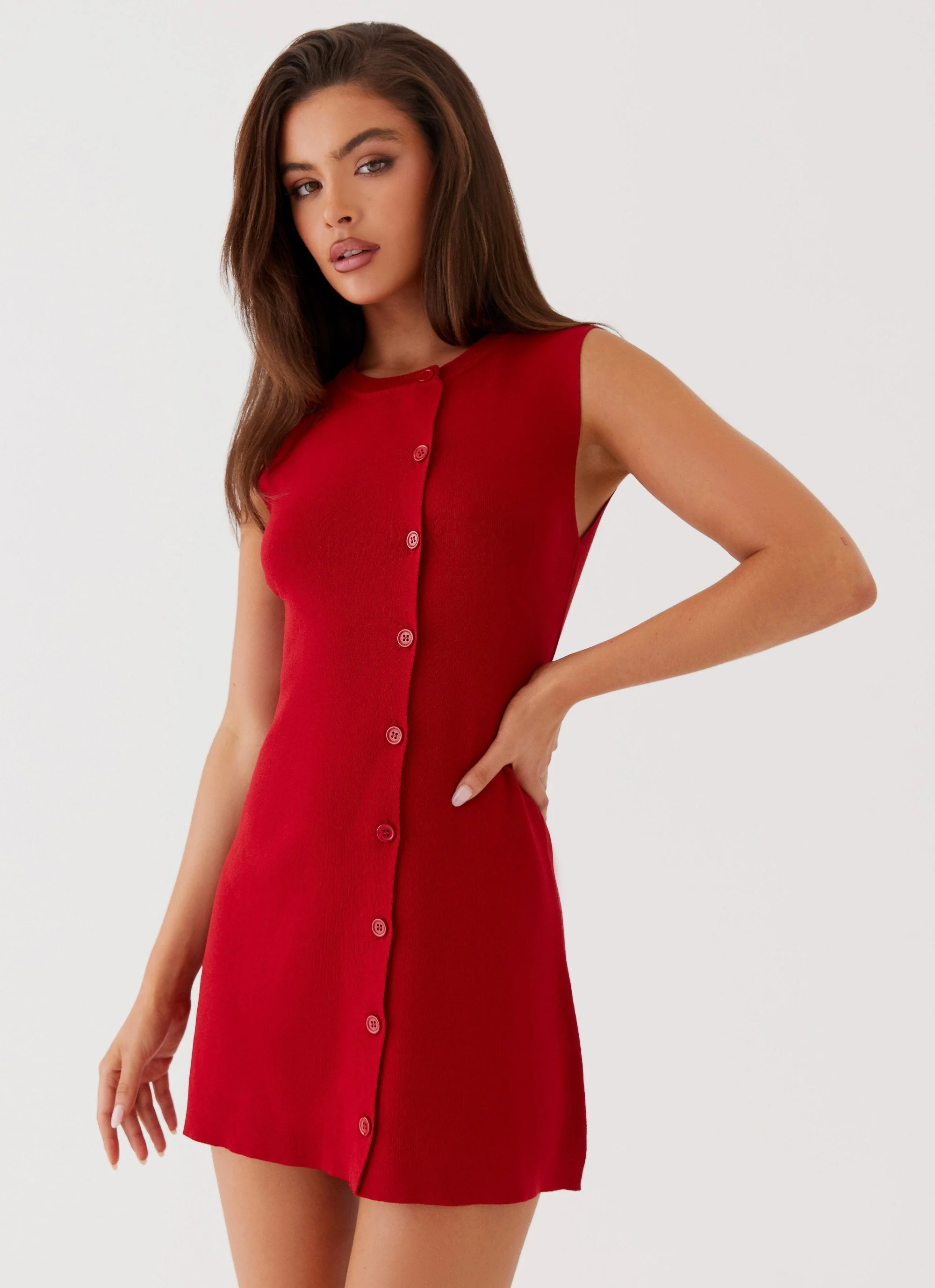 Not One Time Knit Mini Dress - Red - Image 6