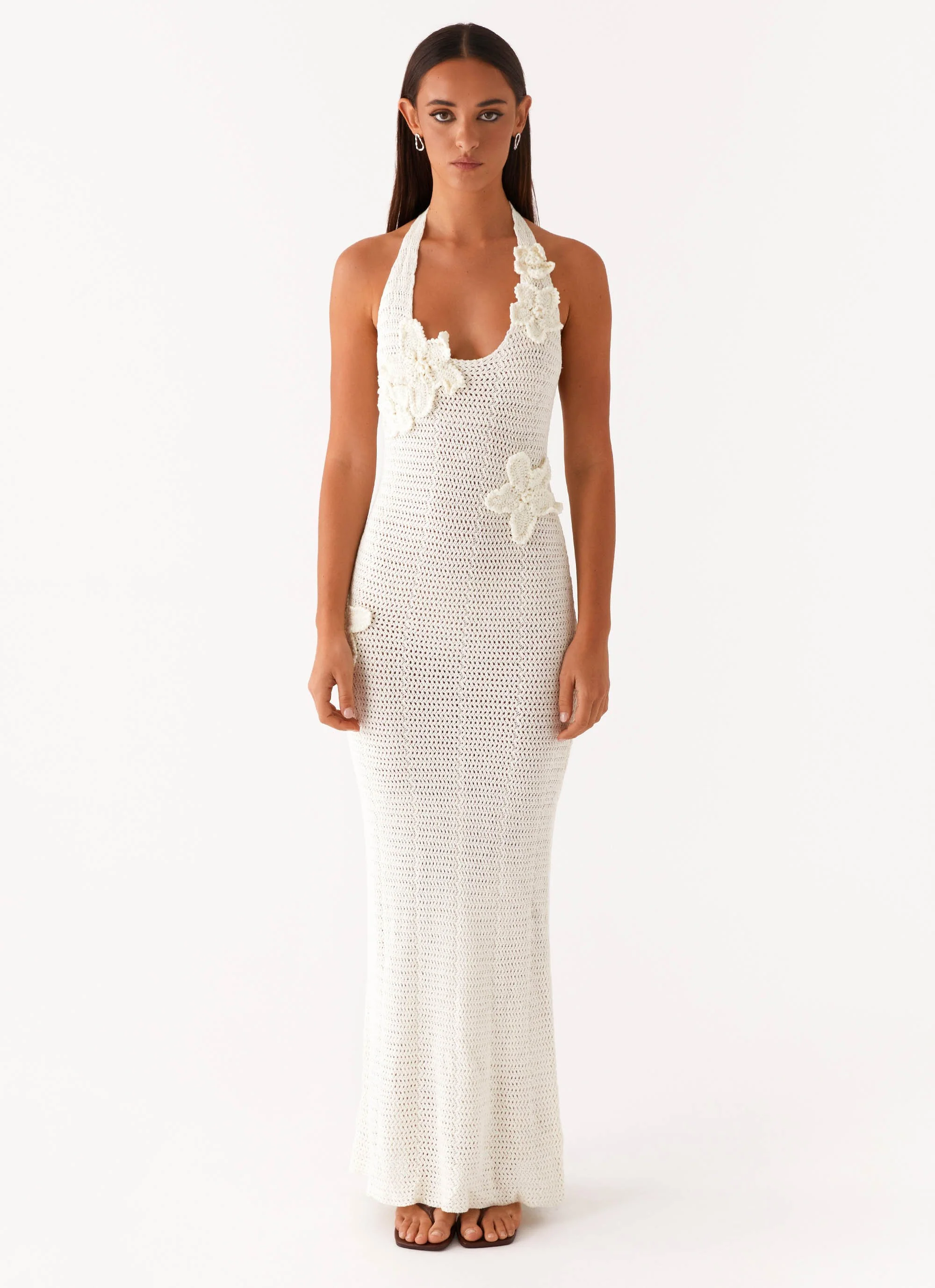 Novalee Flower Crochet Maxi Dress - Ivory - Image 4