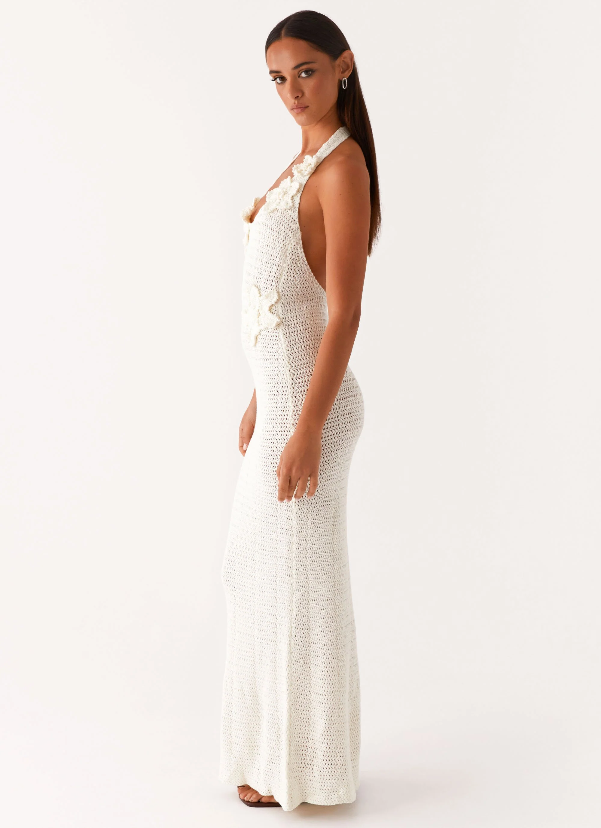Novalee Flower Crochet Maxi Dress - Ivory - Image 5