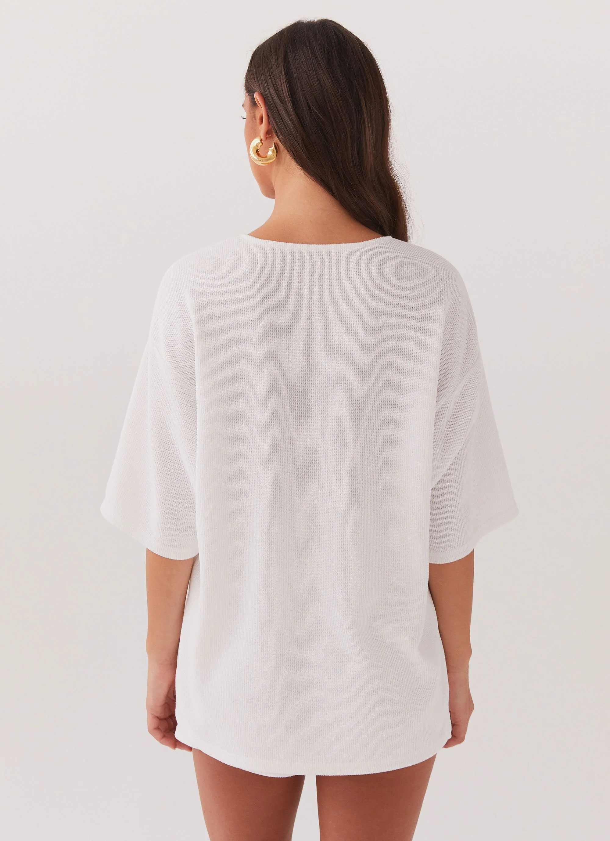 Ocean Waves Oversized Knit Tee - White - Image 4