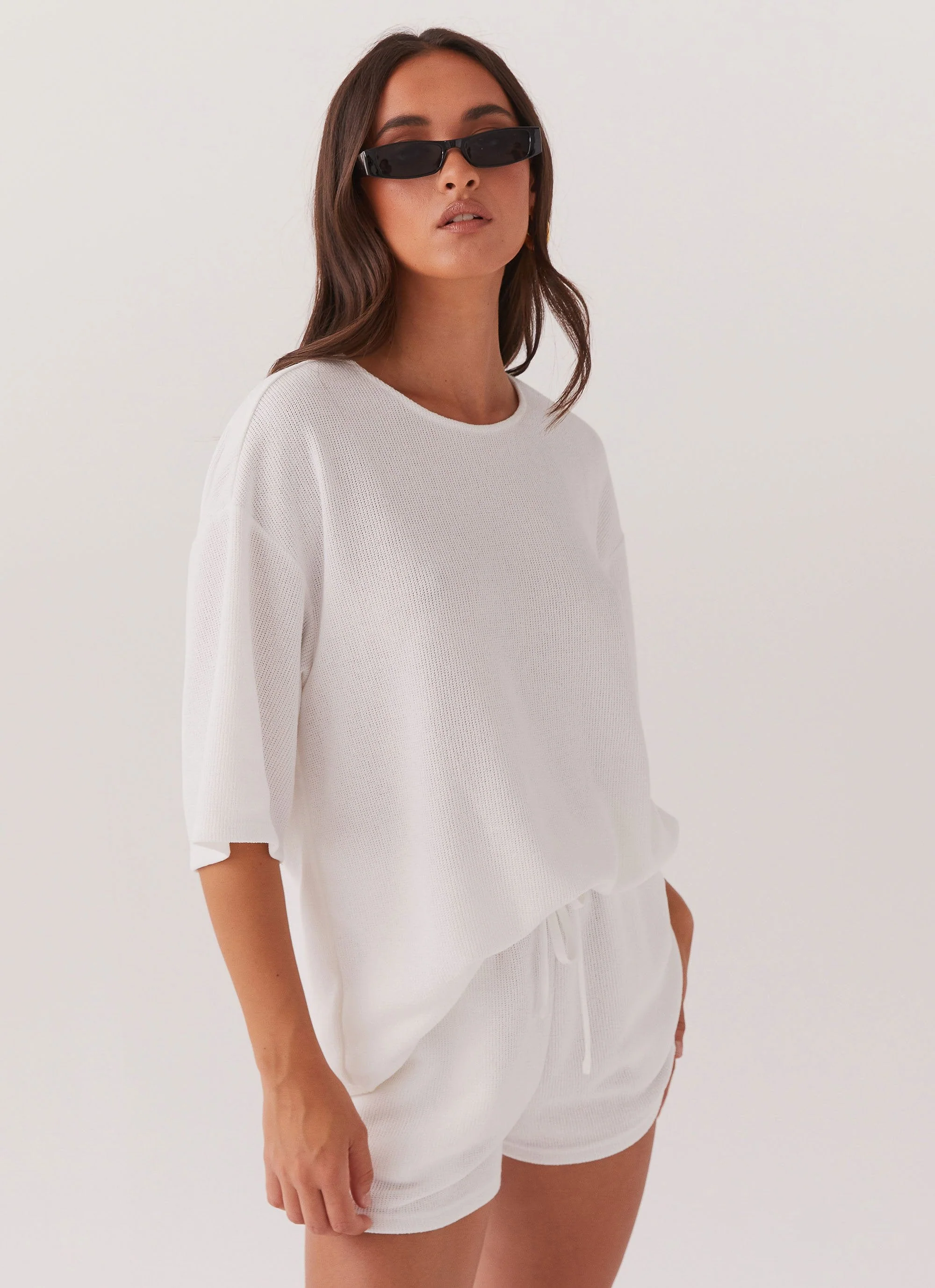 Ocean Waves Oversized Knit Tee - White - Image 5