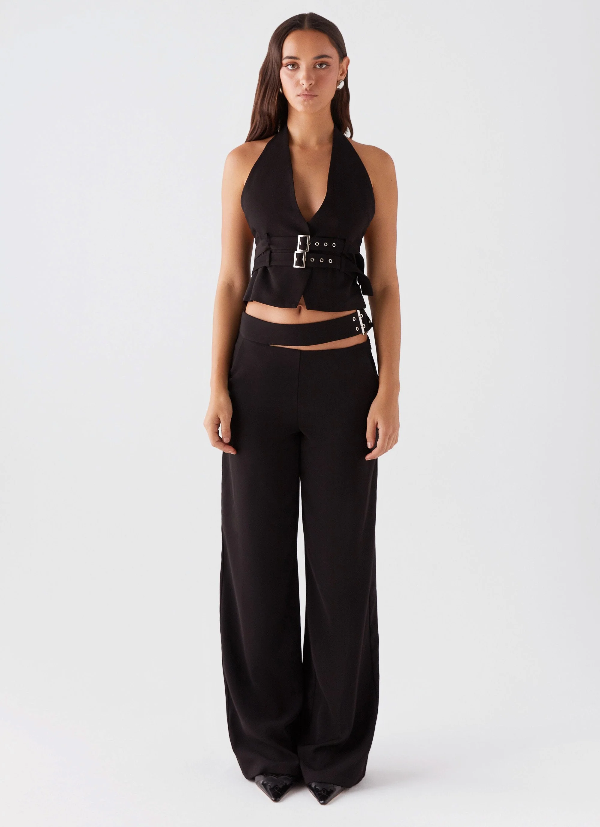 Rina Belt Halterneck Top - Black - Image 3
