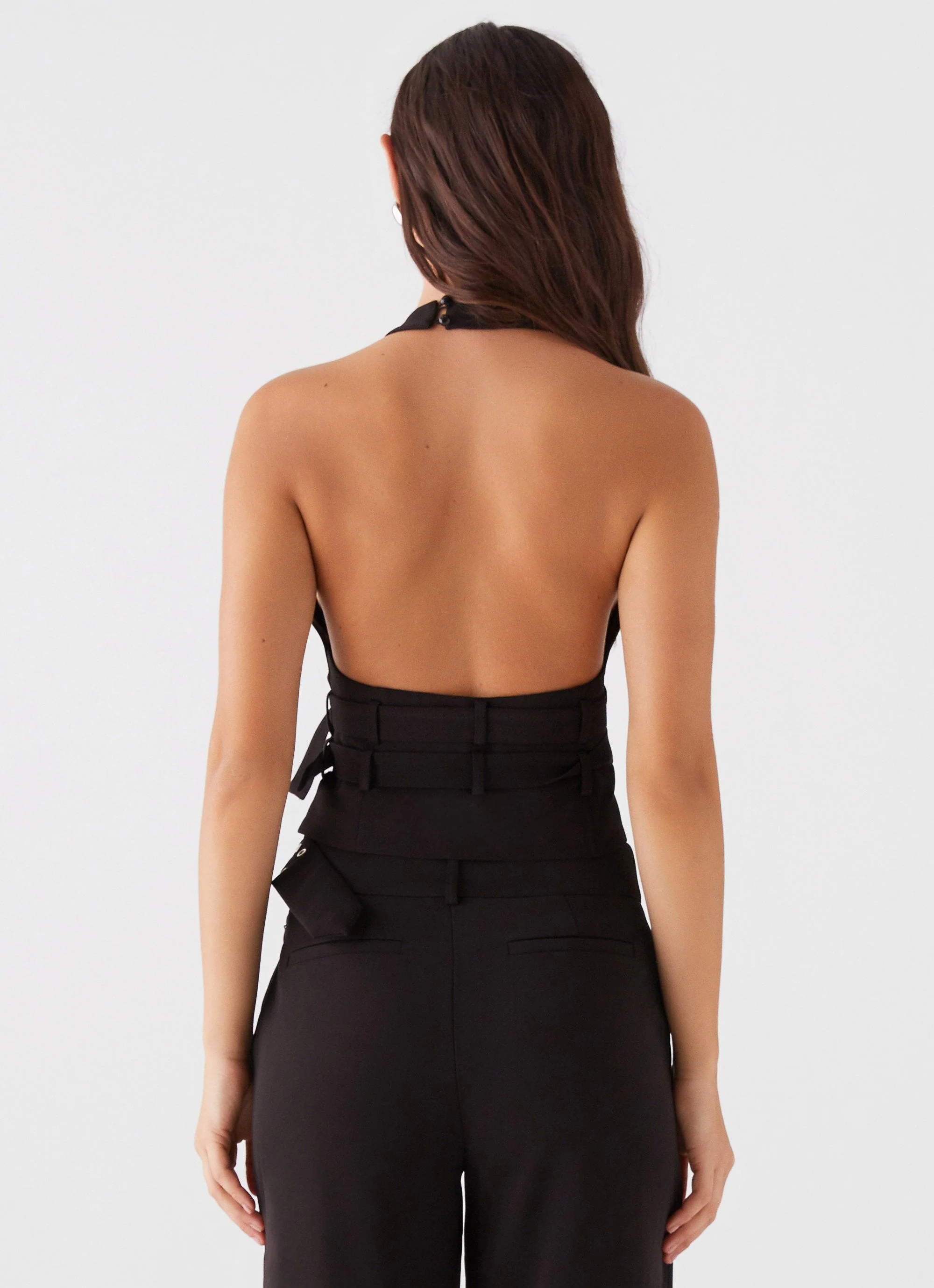 Rina Belt Halterneck Top - Black - Image 5