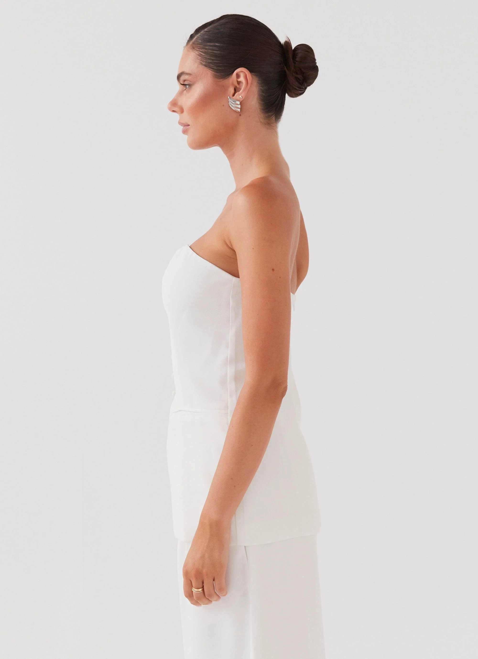 Riveria Tailored Strapless Top - Ivory - Image 3