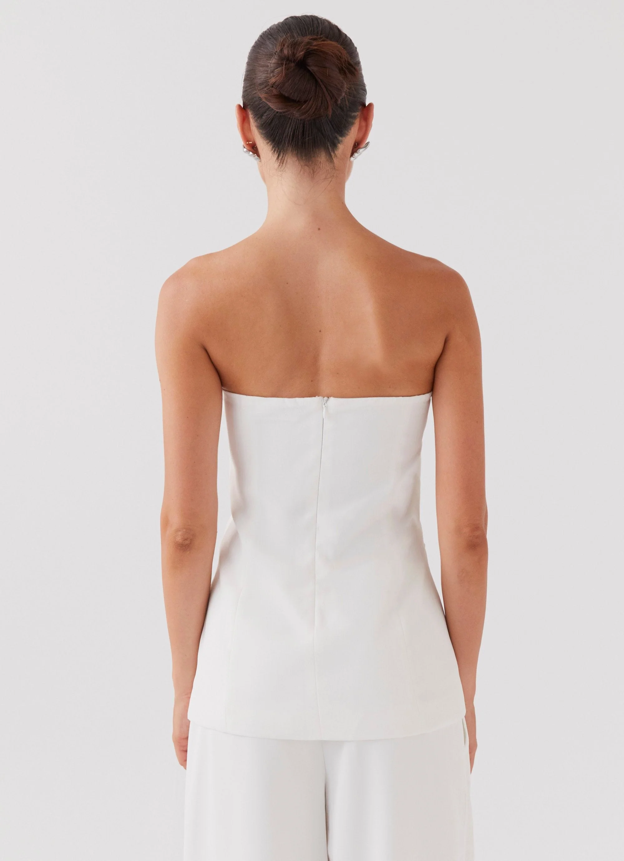 Riveria Tailored Strapless Top - Ivory - Image 4